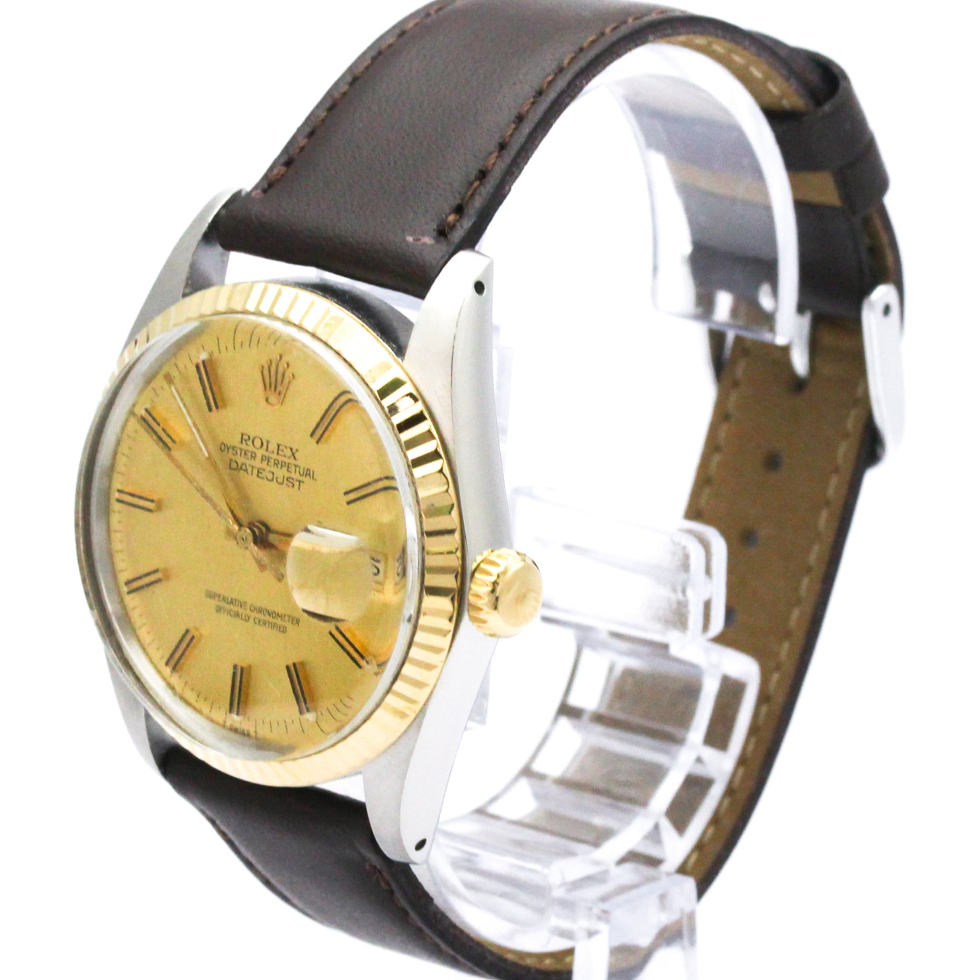 ROLEX Datejust 16013 18K Gold Steel Automatic Mens Watch Polished