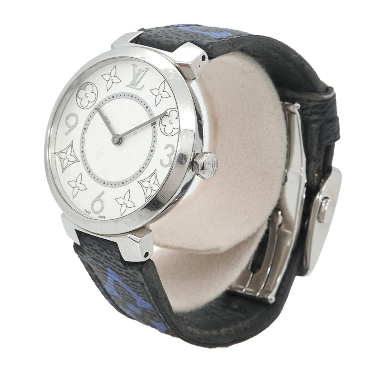Louis Vuitton Tambour Monogram Q13MJH Silber Zifferblatt 33 mm Uhr