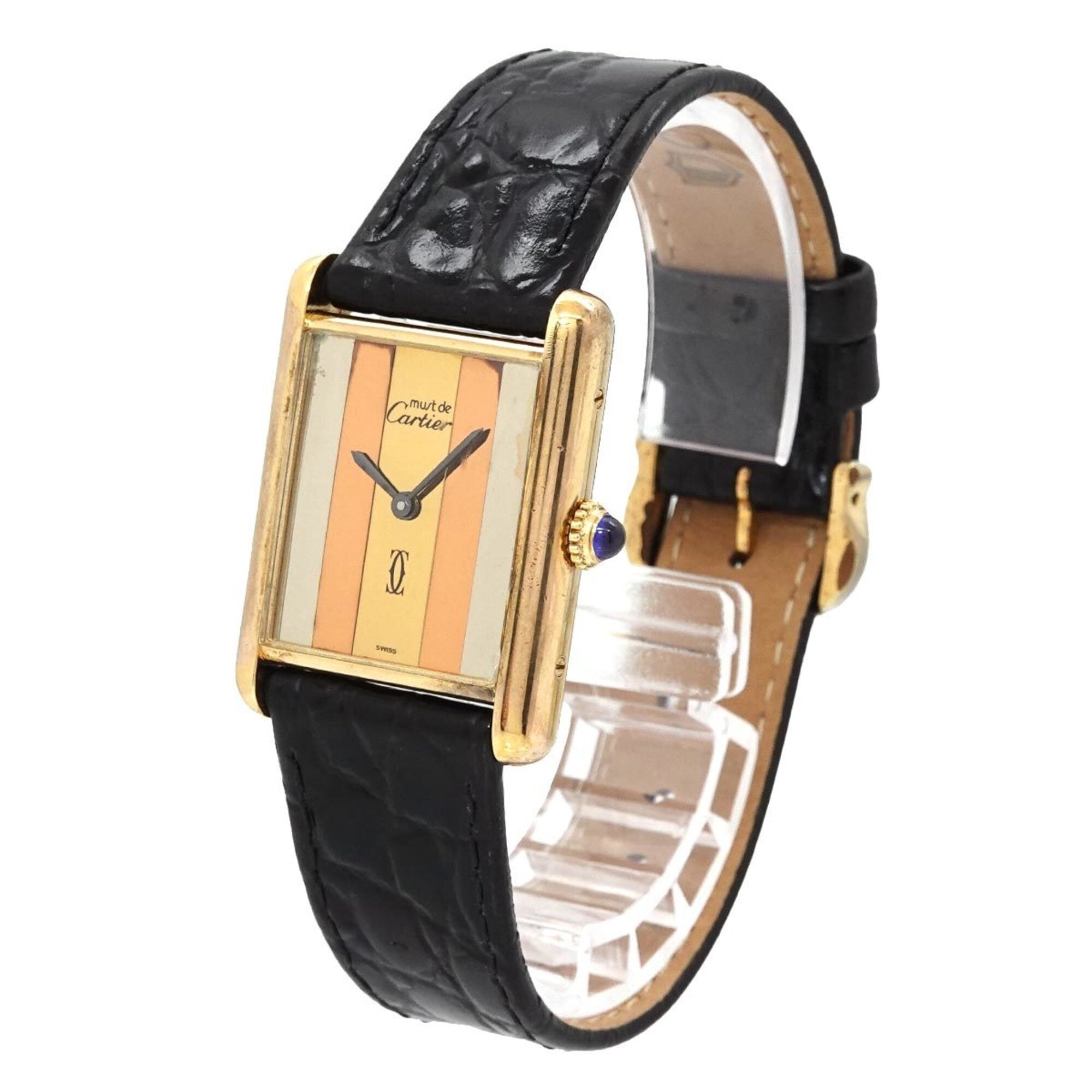 Cartier Must Tank Vermeil Trinity Ladies Watch, 3 Colors, SV925, Manua
