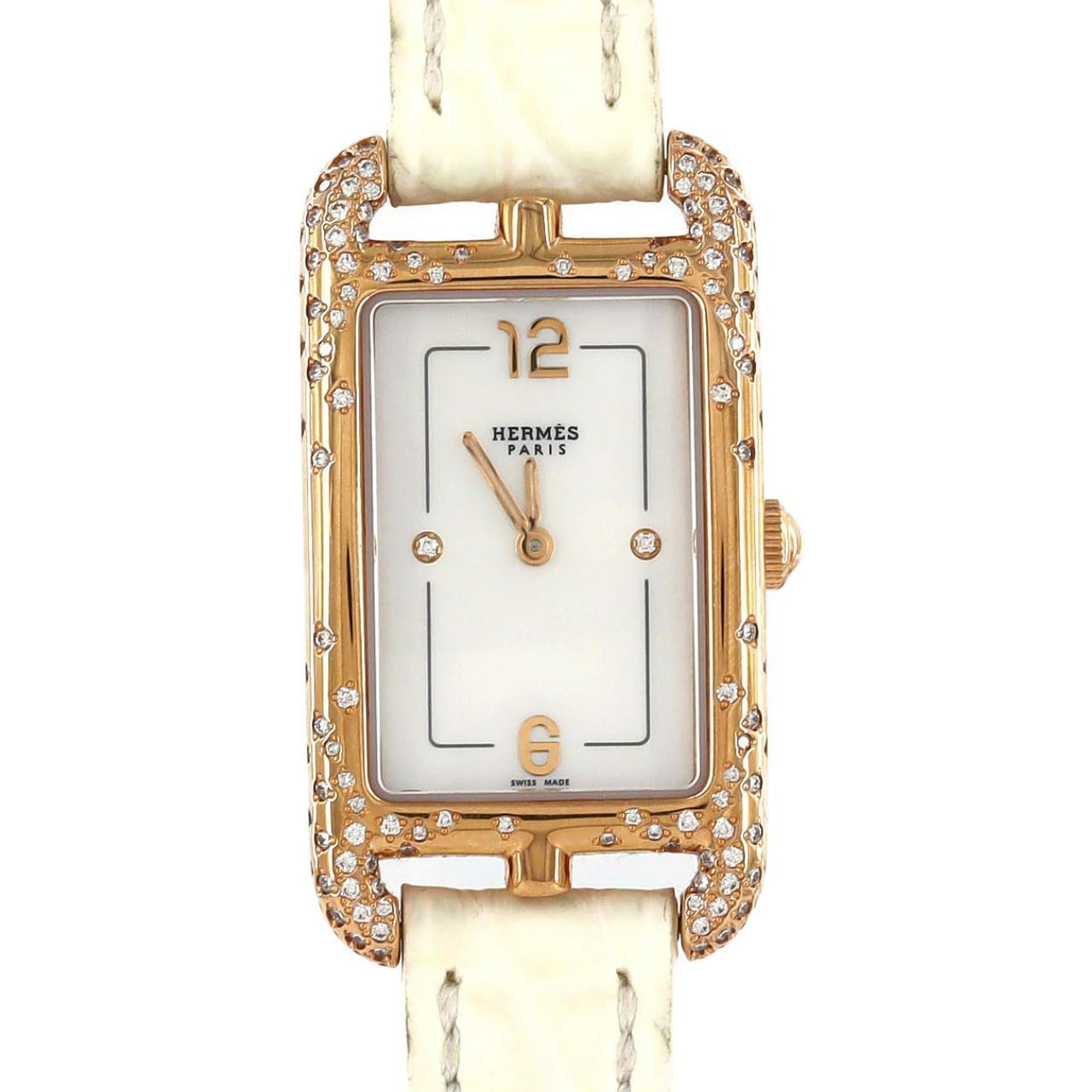 Hermes Nantucket PG Dãƒ»2P NA2.272 PGãƒ»RG Wristwatch Quartz