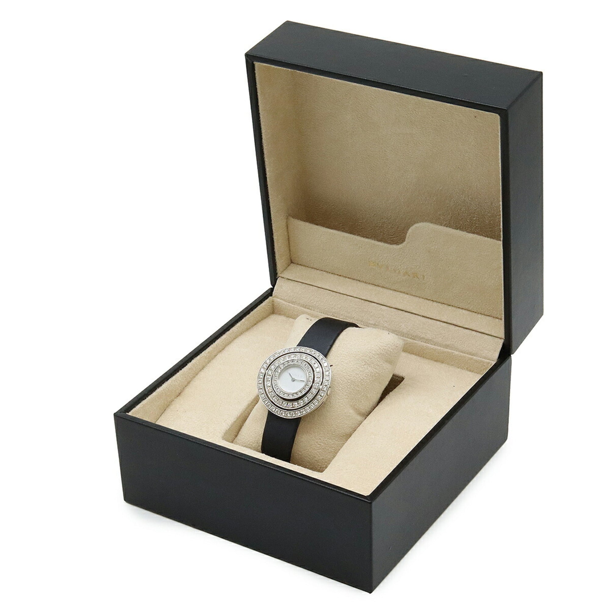 BVLGARI Astrale Cerchi Damen-Quarzuhr Weiß Zifferblatt und Diamantlünette AEW36G