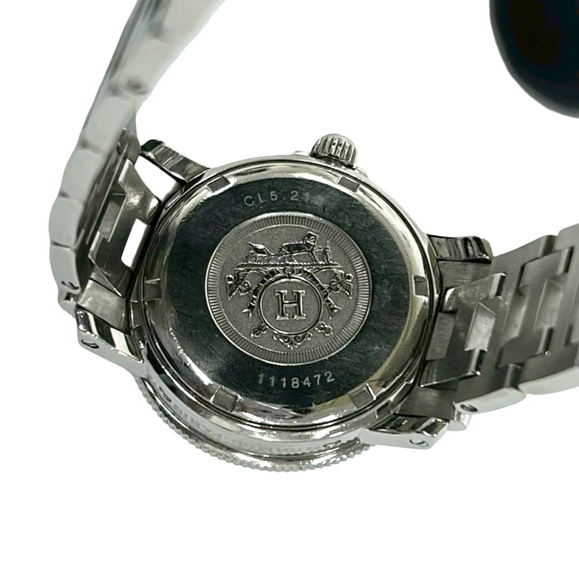 HERMES Clipper Diver Stainless Steel Quartz Wristwatch, Silver, 43102