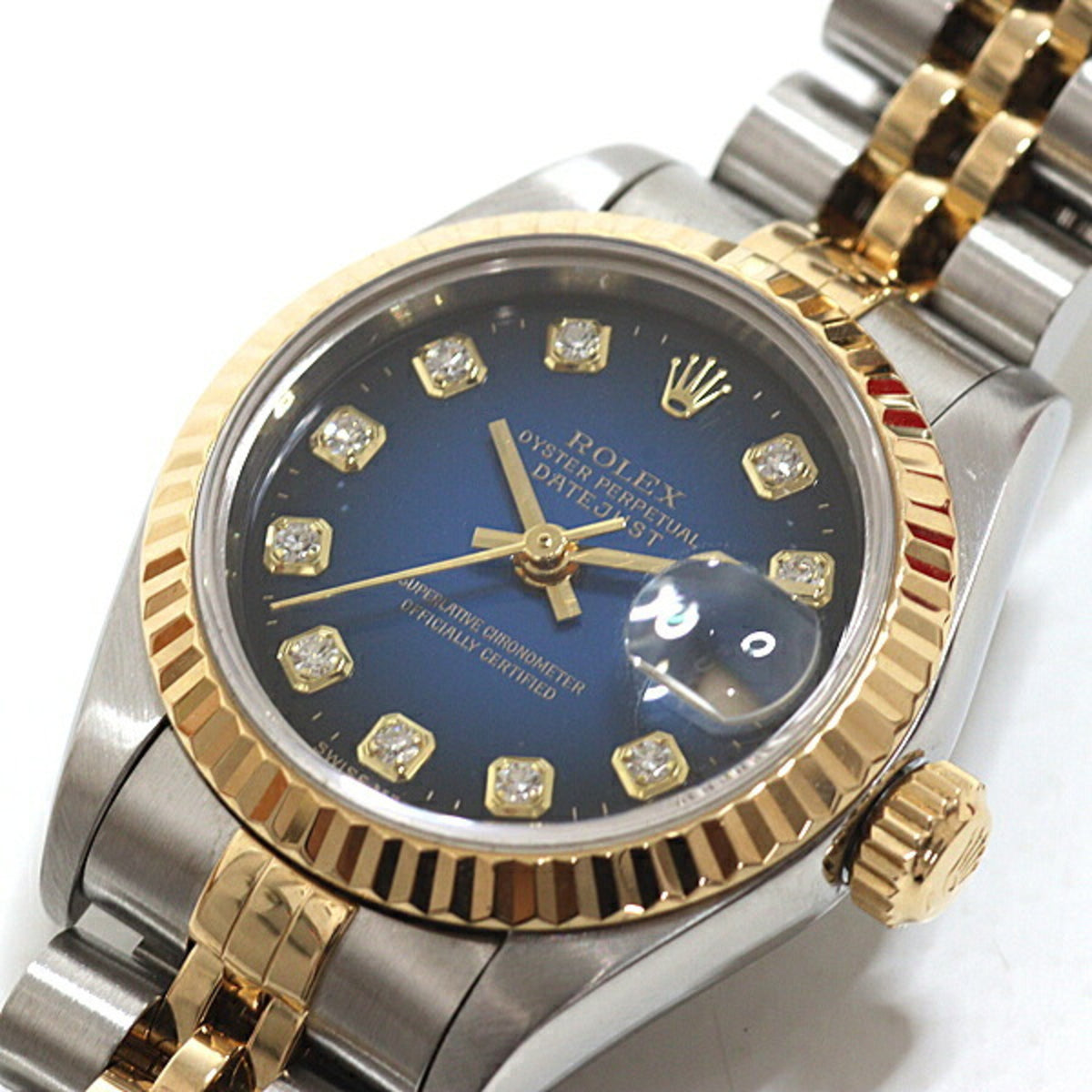 Rolex Datejust 69173G Horloge met blauwe kleurverloopwijzerplaat, 26 mm