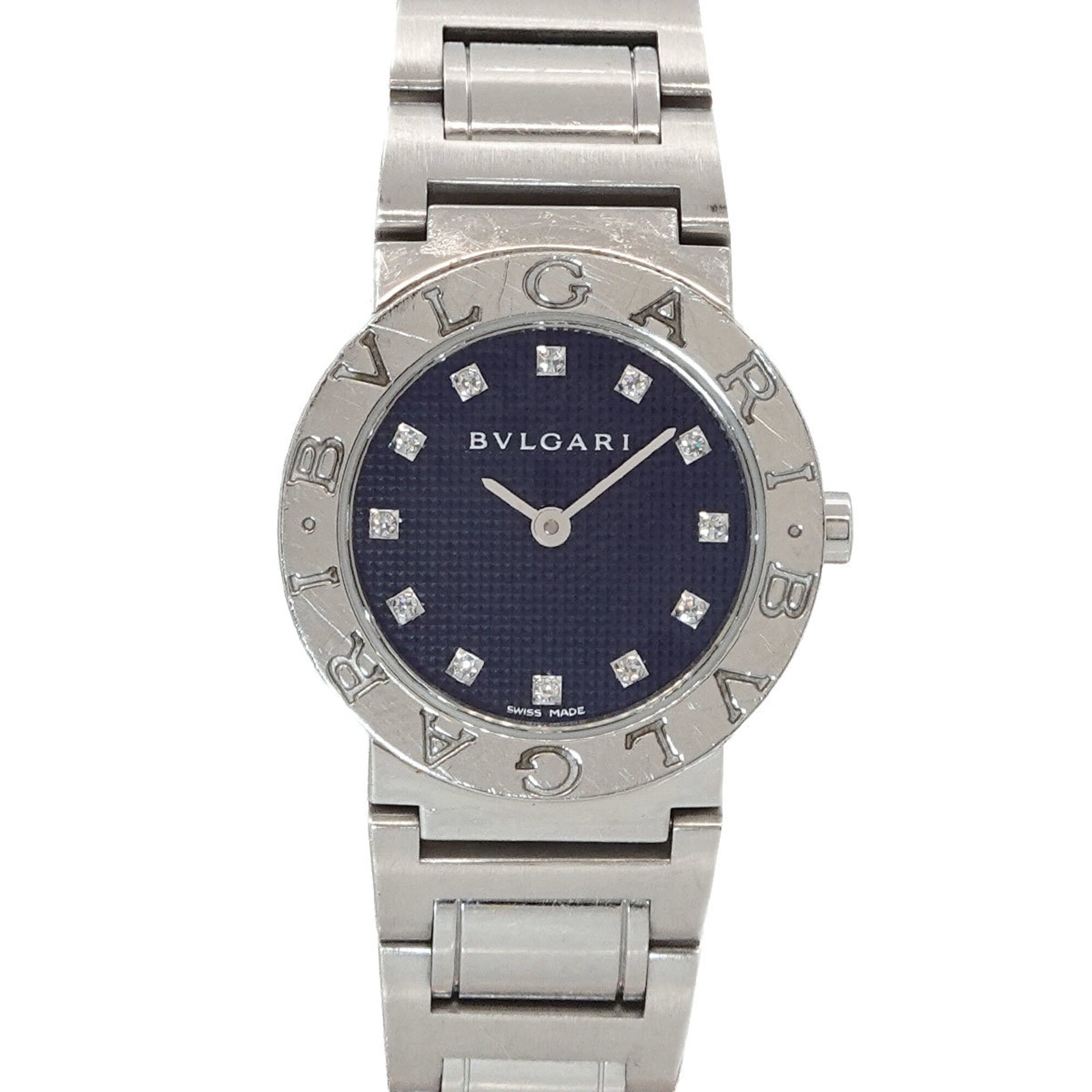 BVLGARI BB26SS Women's Watch 12P Diamond Black Quartz
