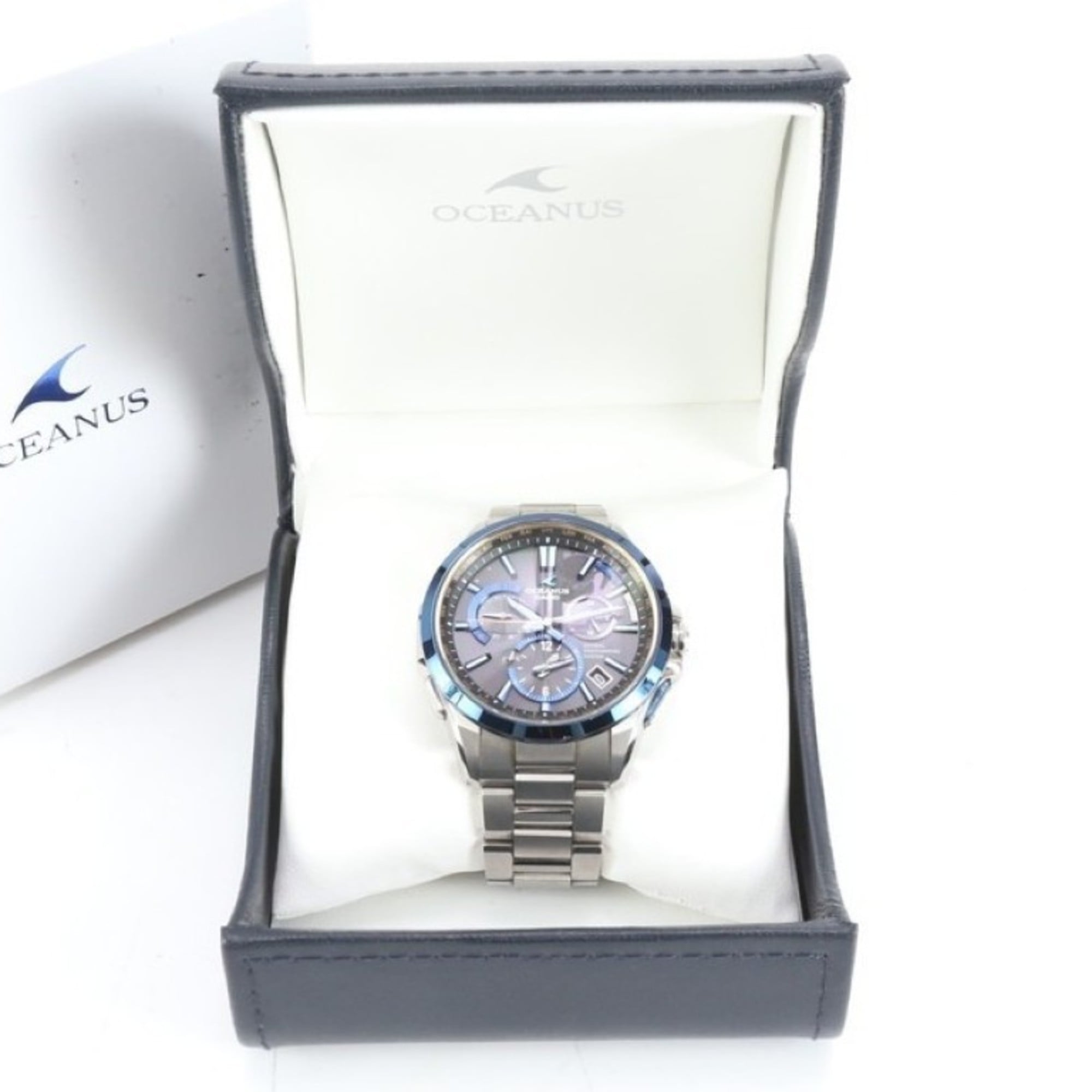 CASIO Oceanus OCWG1100TG-1AJF Men's Analog Watch (Black, Blue, Silver, Titanium)