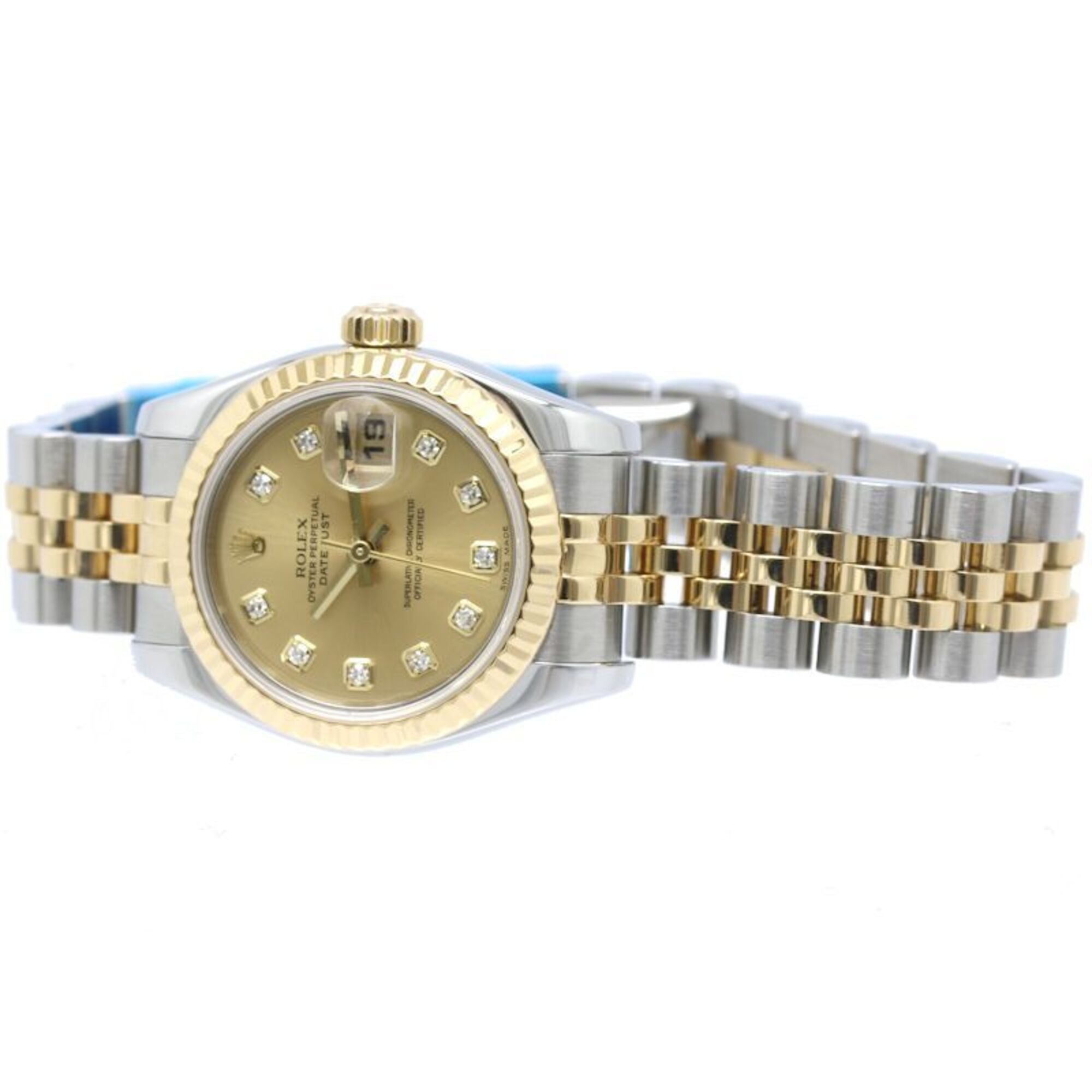 Rolex Datejust 10P Diamond 179173G Champagne Dial 26mm Watch