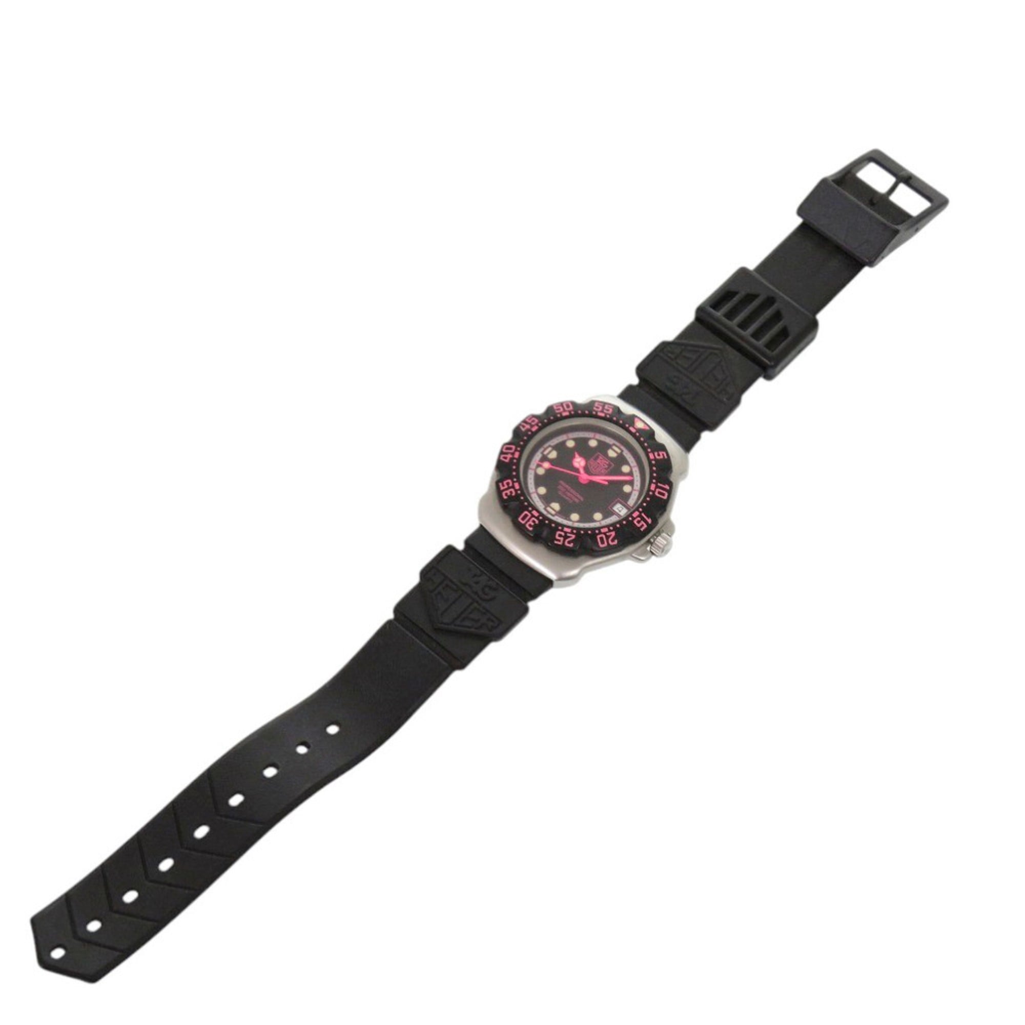 Tag Heuer Formula 1 WA1217 Stainless Steel Rubber Watch, Black and Pink Dial, Quartz Movement, 1922