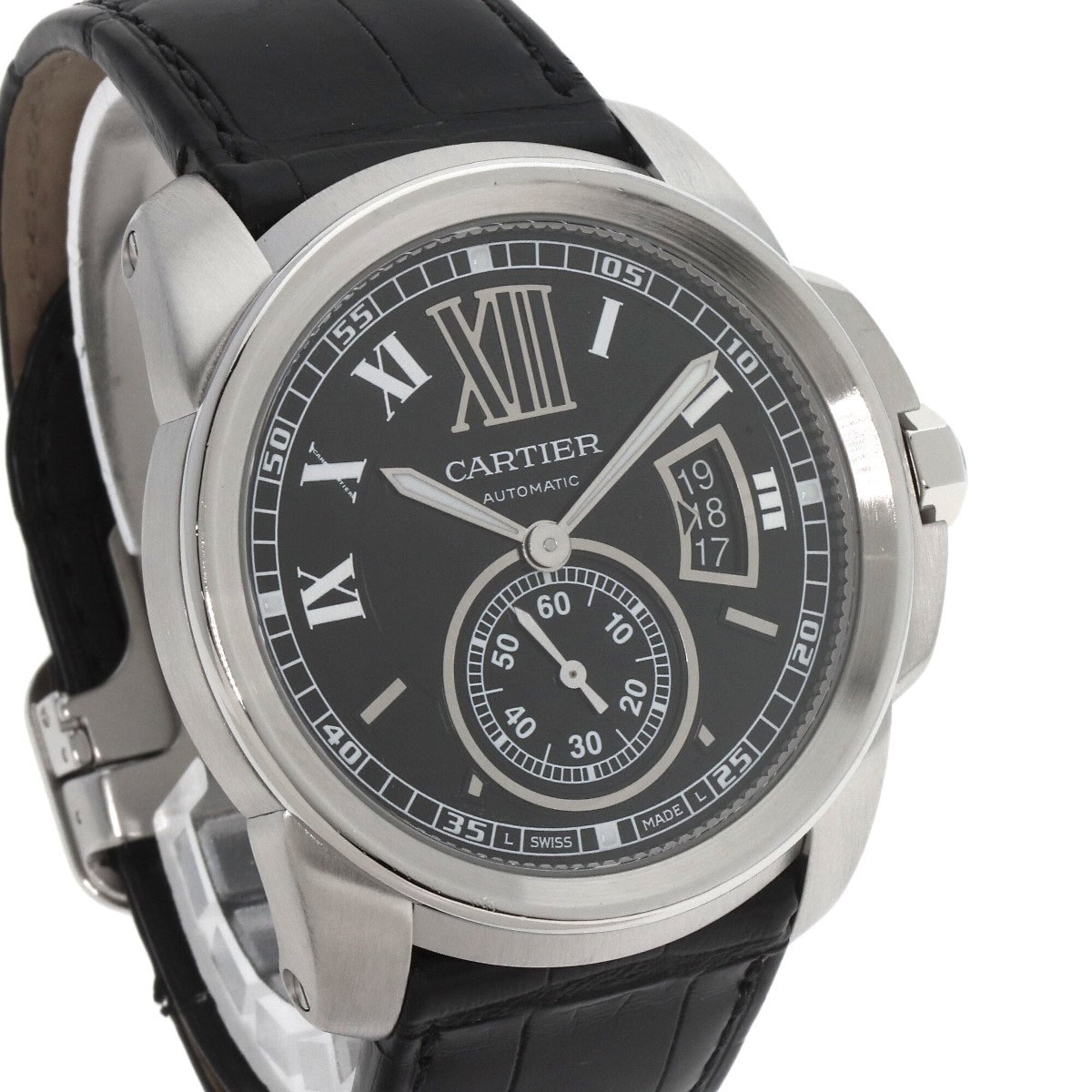 Montre Cartier W7100014 Calibre de Watch en acier inoxydable et cuir pour homme