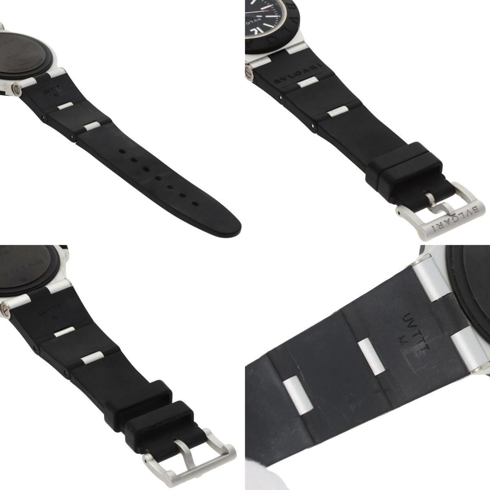 BVLGARI BB40AT Aluminium Date-horloge met rubberen band voor heren