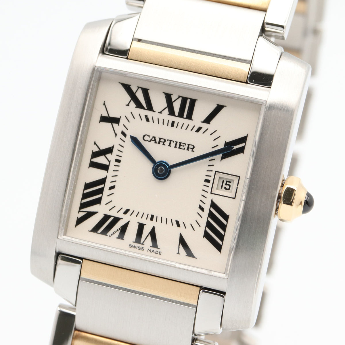 Cartier Tank Française MM W51012Q4 horloge met zilveren wijzerplaat, 25 mm