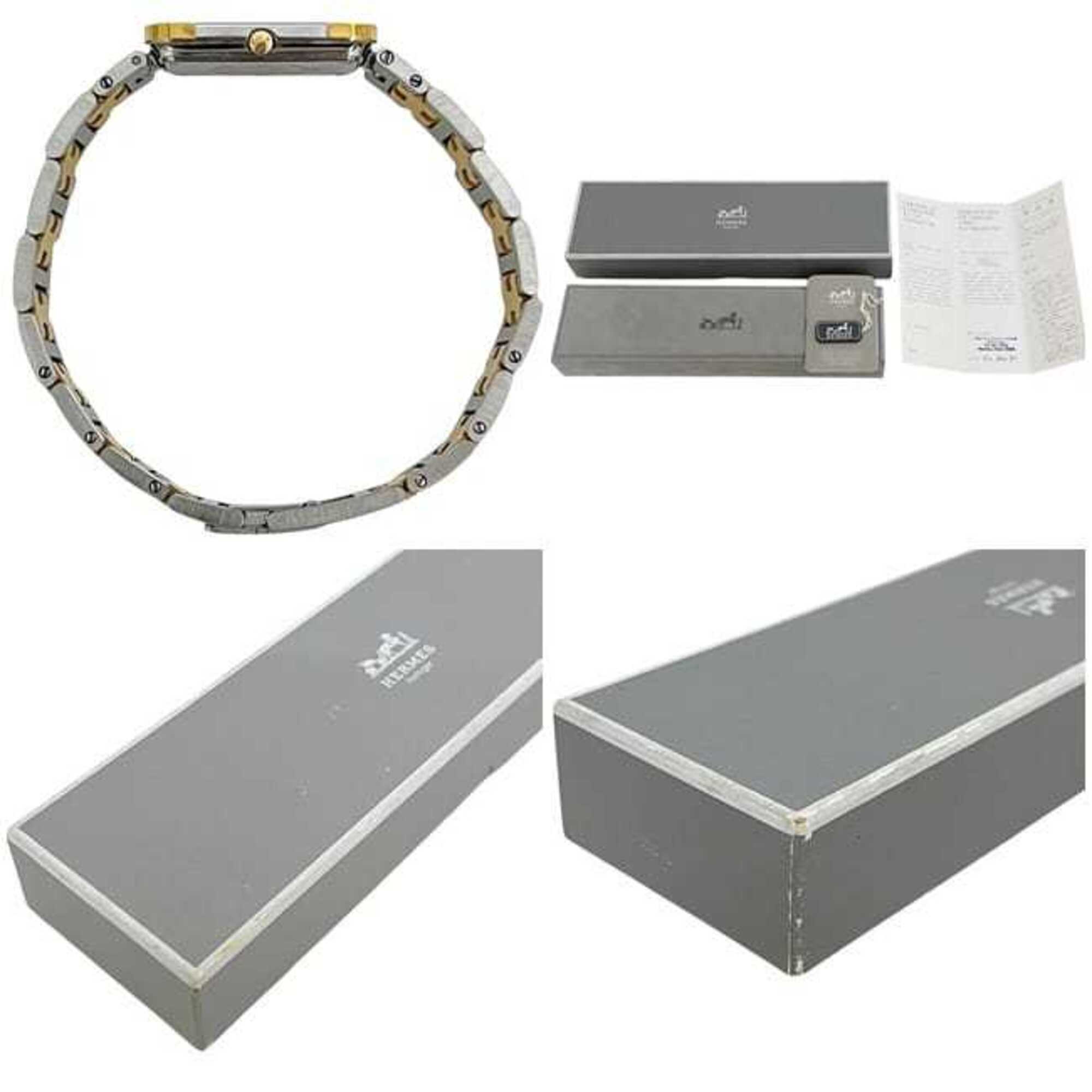 Montre Hermès, modèle Croisière, Blanc, Argent, Or, référence CR1.240, à piles, en acier inoxydable, mouvement Quartz.