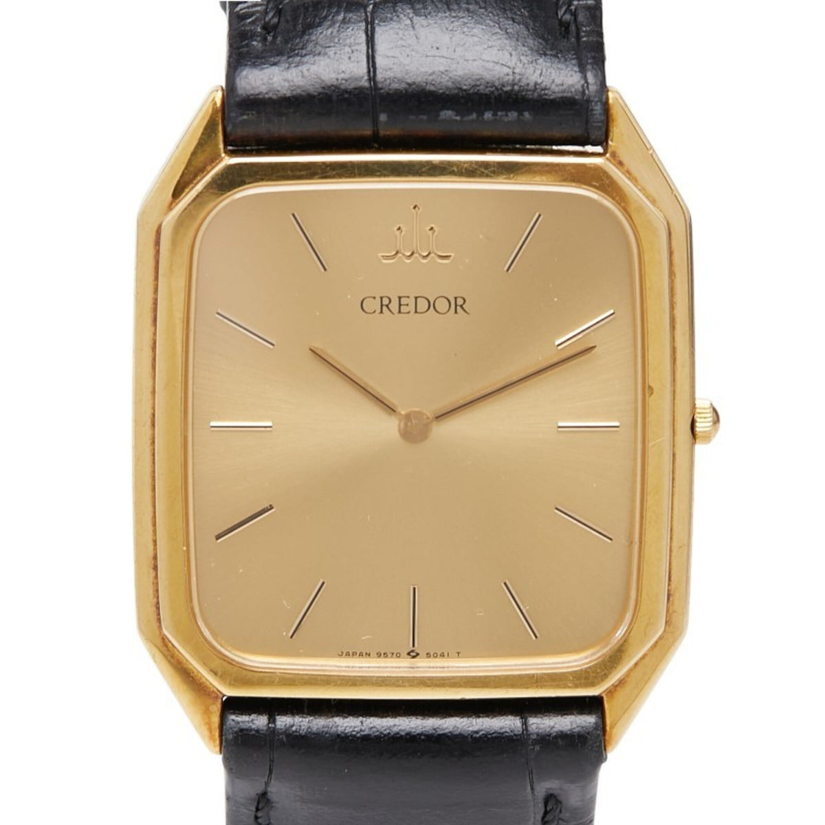 Seiko Credor Vintage Aftermarket Strap Model 9570-5040 Gold Dial 29mm Watch