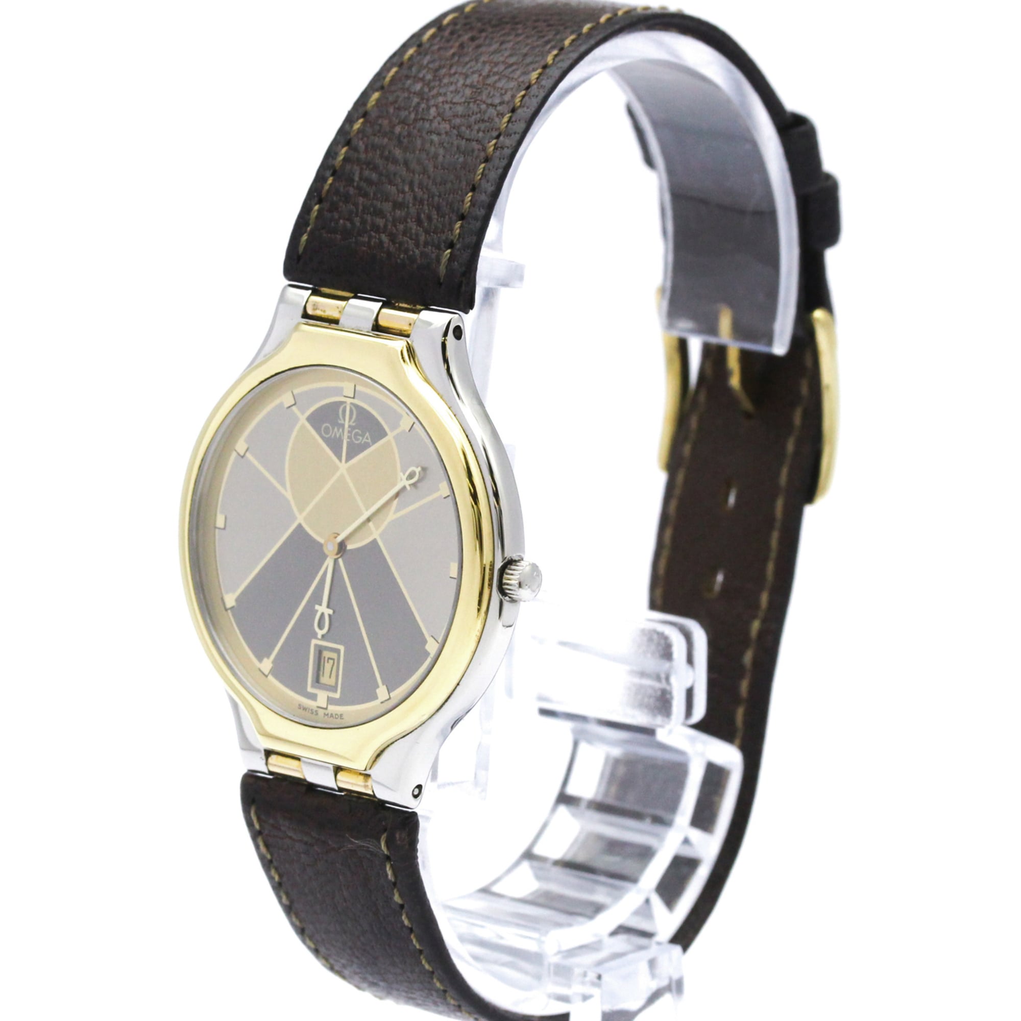 OMEGA De Ville Symbol K18 Gold Steel Quartz Mens Watch 196.0316 Polished
