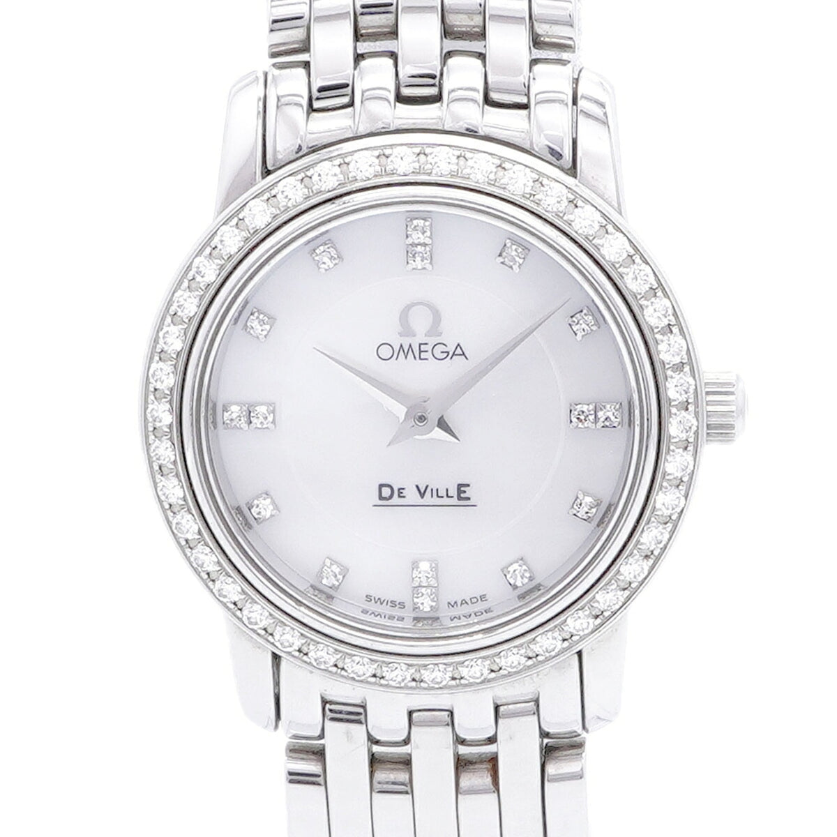 Omega De Ville Prestige Diamond Bezel 16P 4575.75 White Dial 22mm Watch