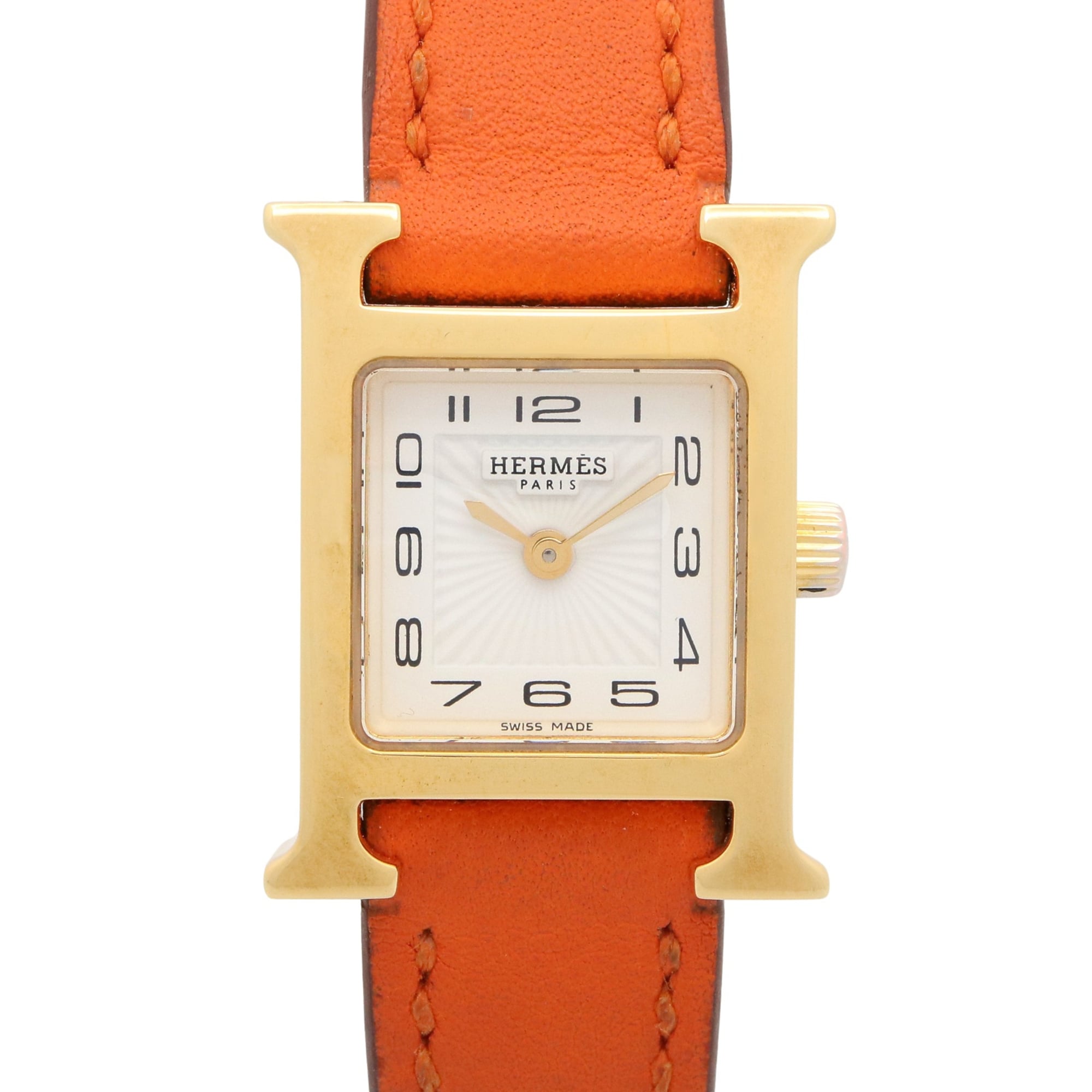 Hermes H-Watch HH1.101 White Dial Gold plated 17mm Watch