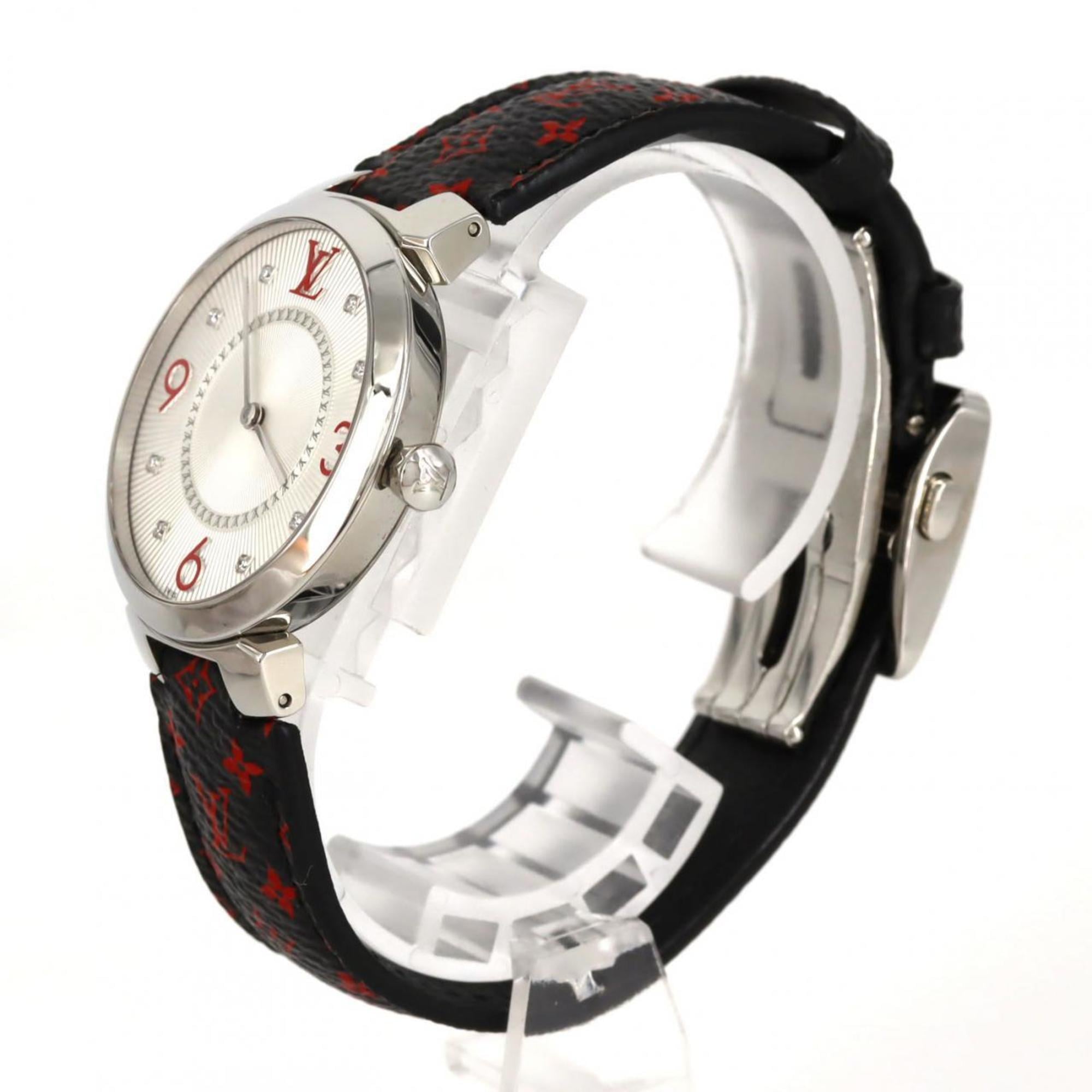 Louis Vuitton Tambour Monogram 8P Q13MJA Stainless Steel Quartz Watch