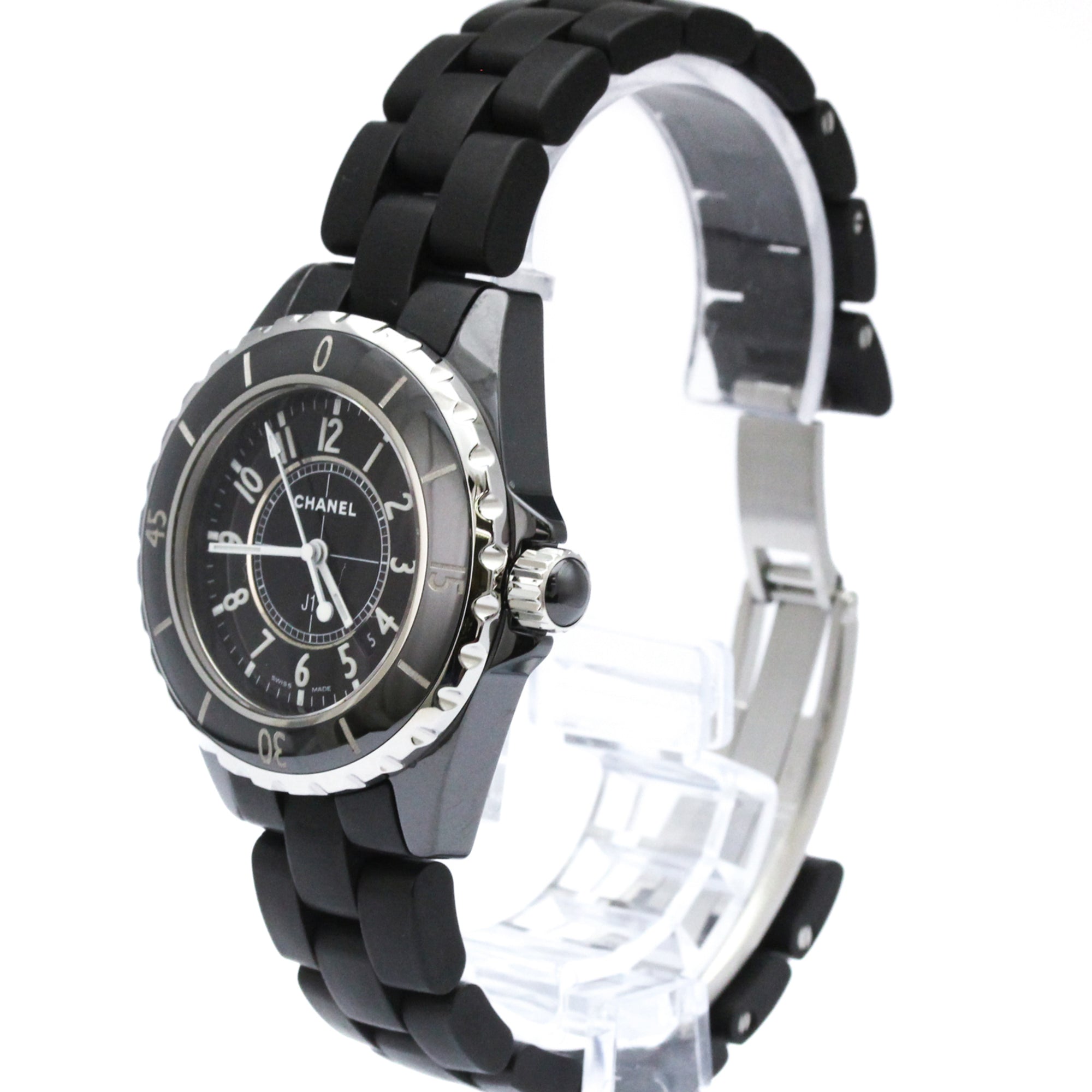 CHANEL J12 Ceramic Rubber Quartz Ladies Watch H0681 Polished