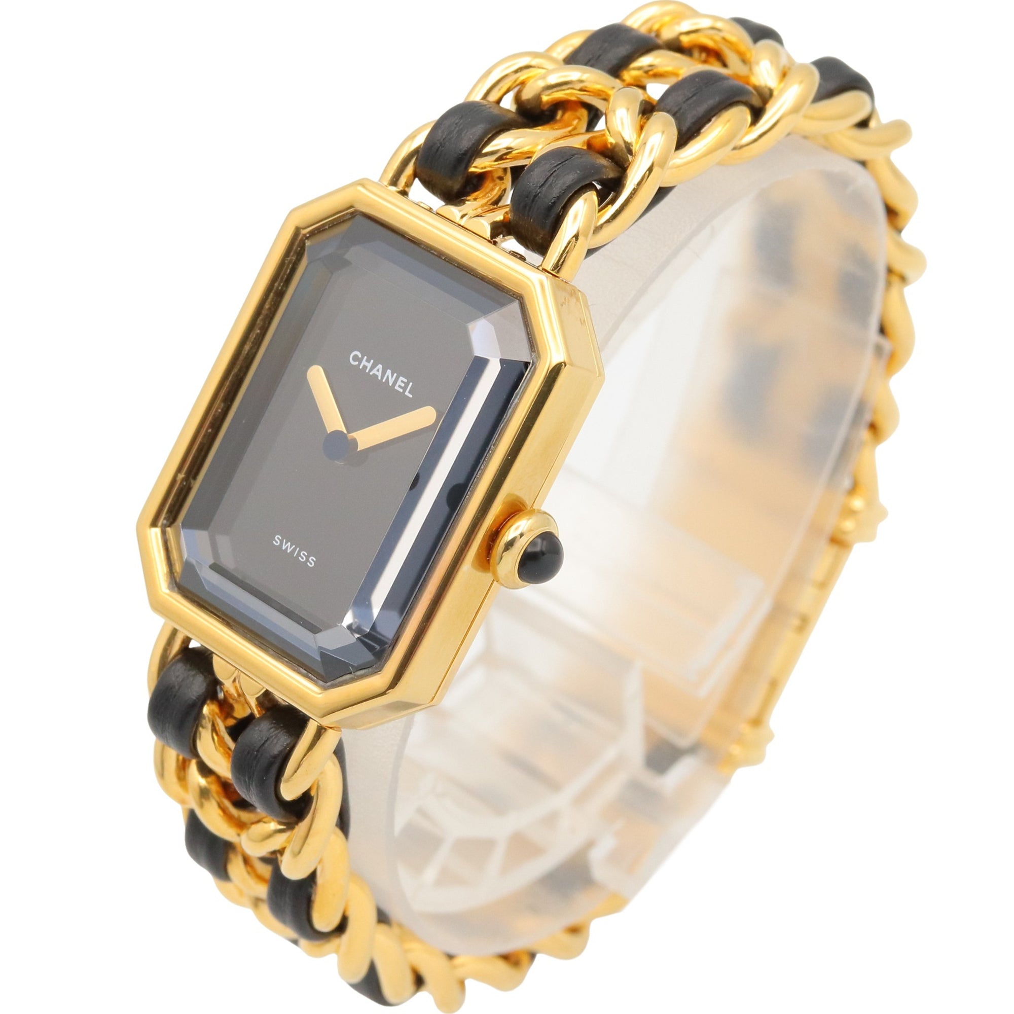 Chanel CHANEL PremiÃ¨re M Watch, Gold Plated Leather, Women's, Black, H0001