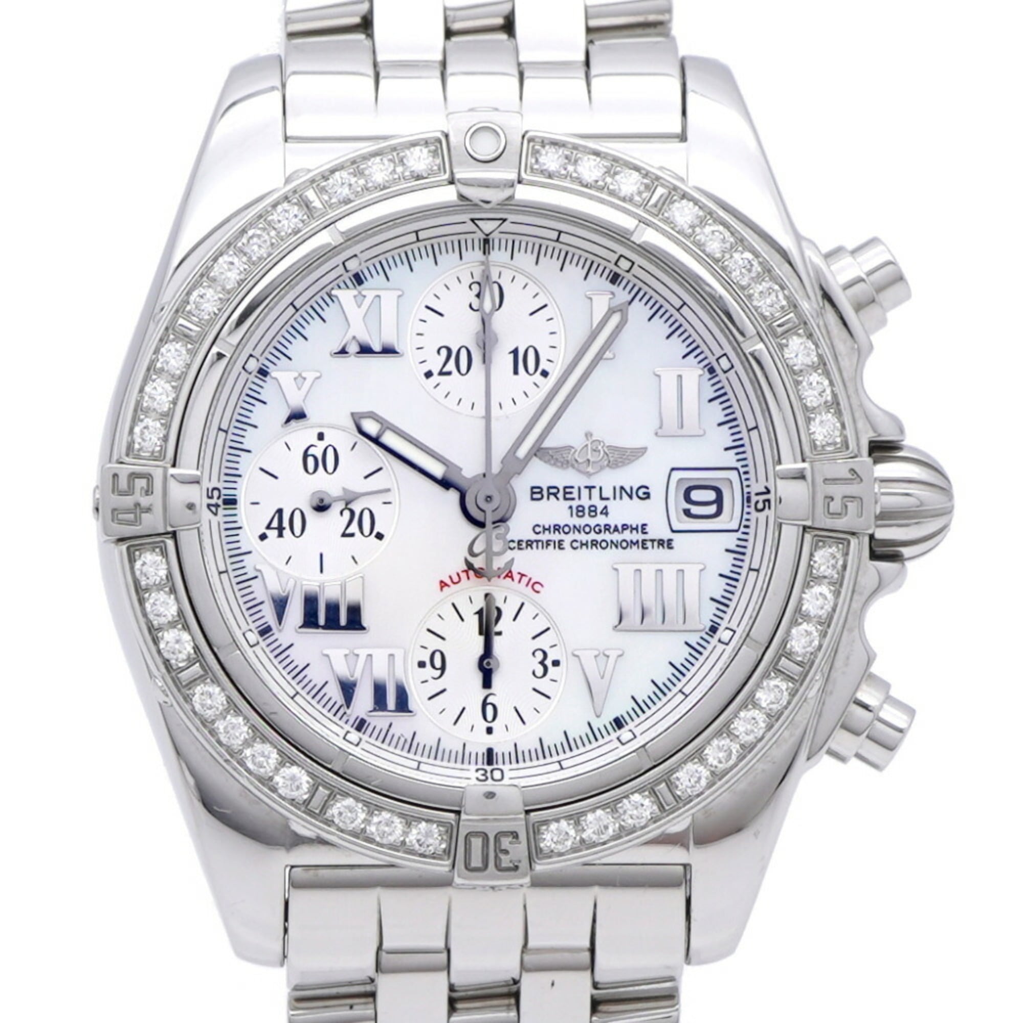 Breitling Chrono Cockpit Diamond Bezel A13358 Automatic Watch Stainless Steel/Diamond White Shell 0227BREITLING Men's