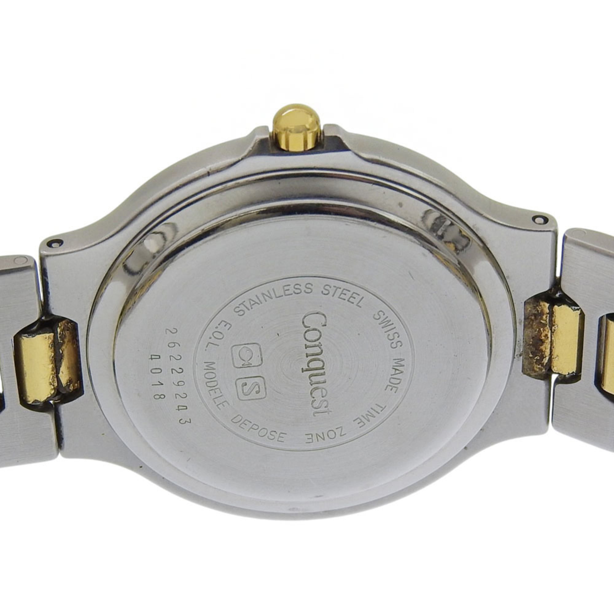 Longines Conquest 4018 horloge, roestvrij staal met verguld afwerking, witte wijzerplaat, quartz, analoog, herenhorloge.