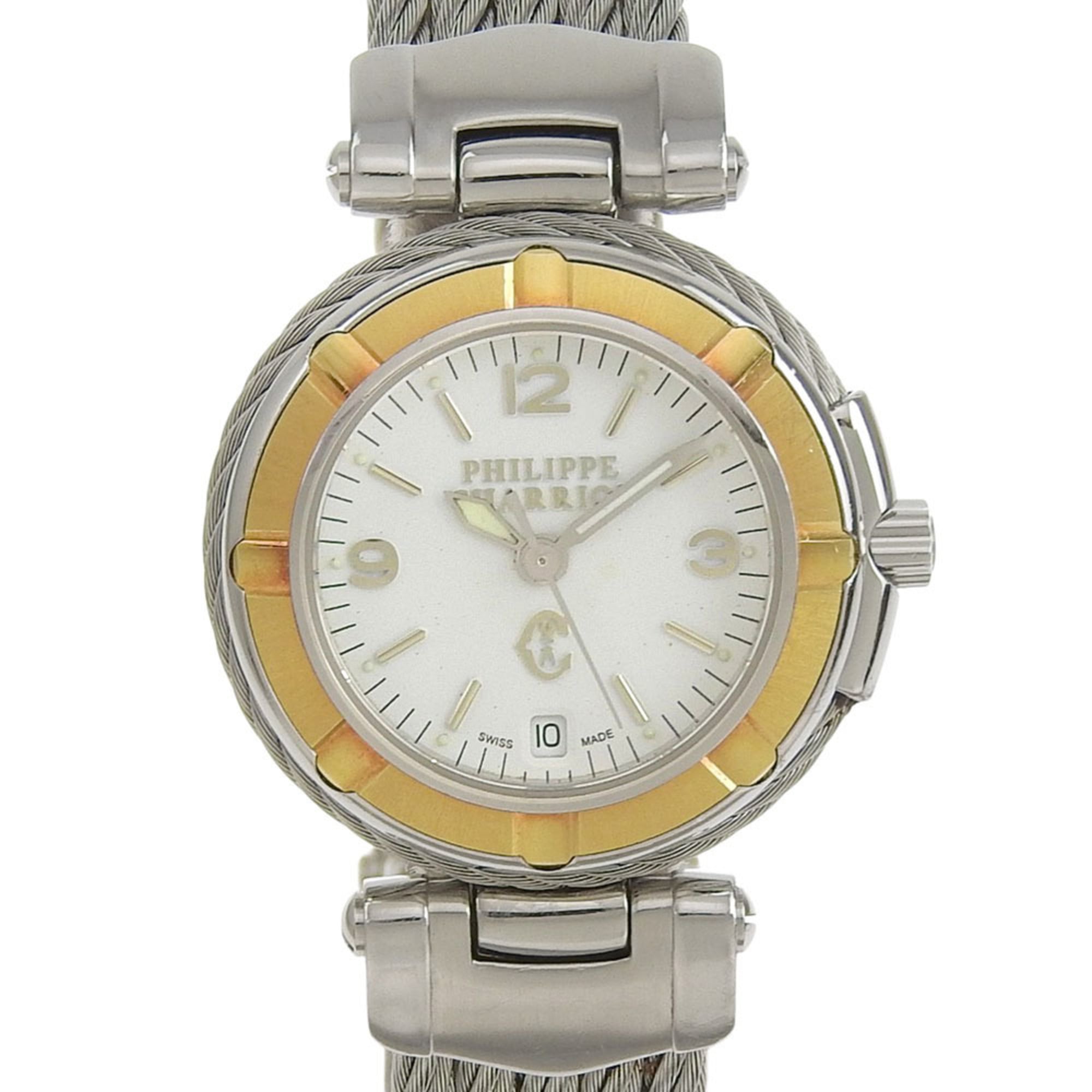 CHARRIOL Wristwatch 53.97.3654 Stainless Steel Quartz Analog Display White Dial Women's