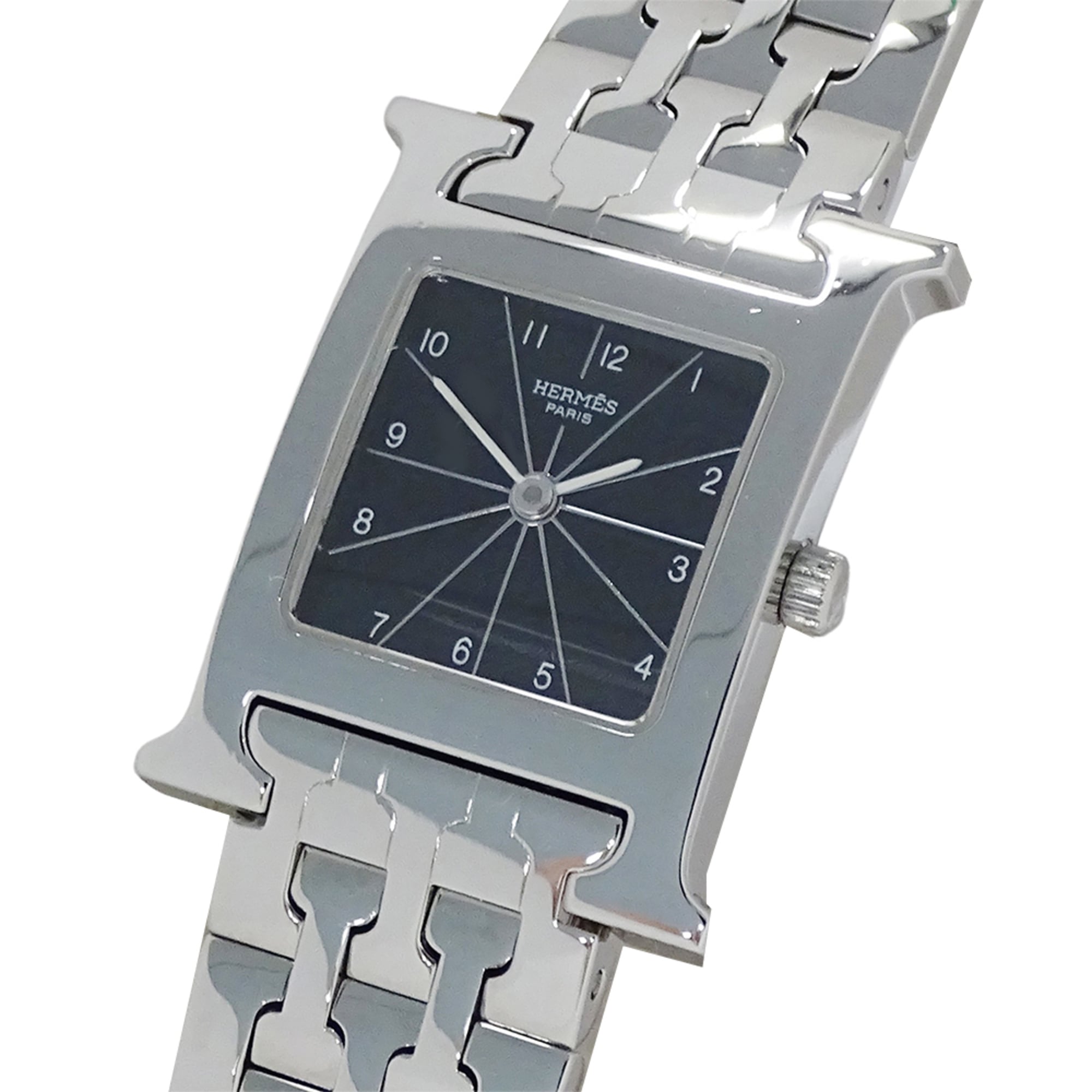 Hermes HERMES Women's Watch Brand H-Watch Quartz QZ Stainless Steel SS HH1.210 Silver Black