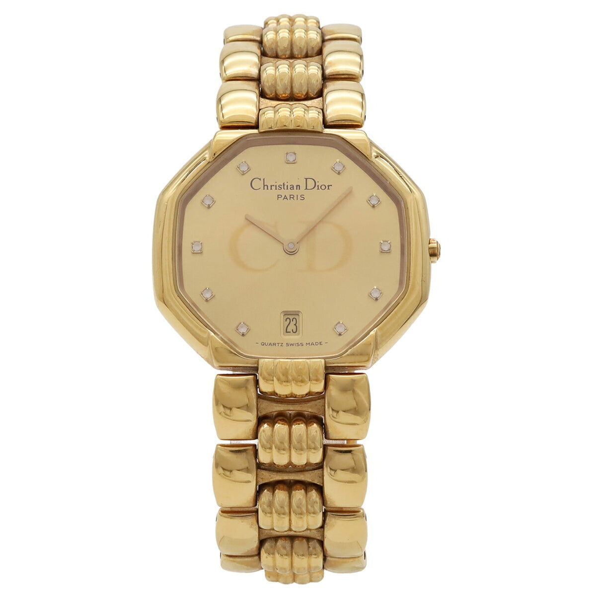 Christian Dior Octagon D45.154 horloge met gouden wijzerplaat, 32 mm