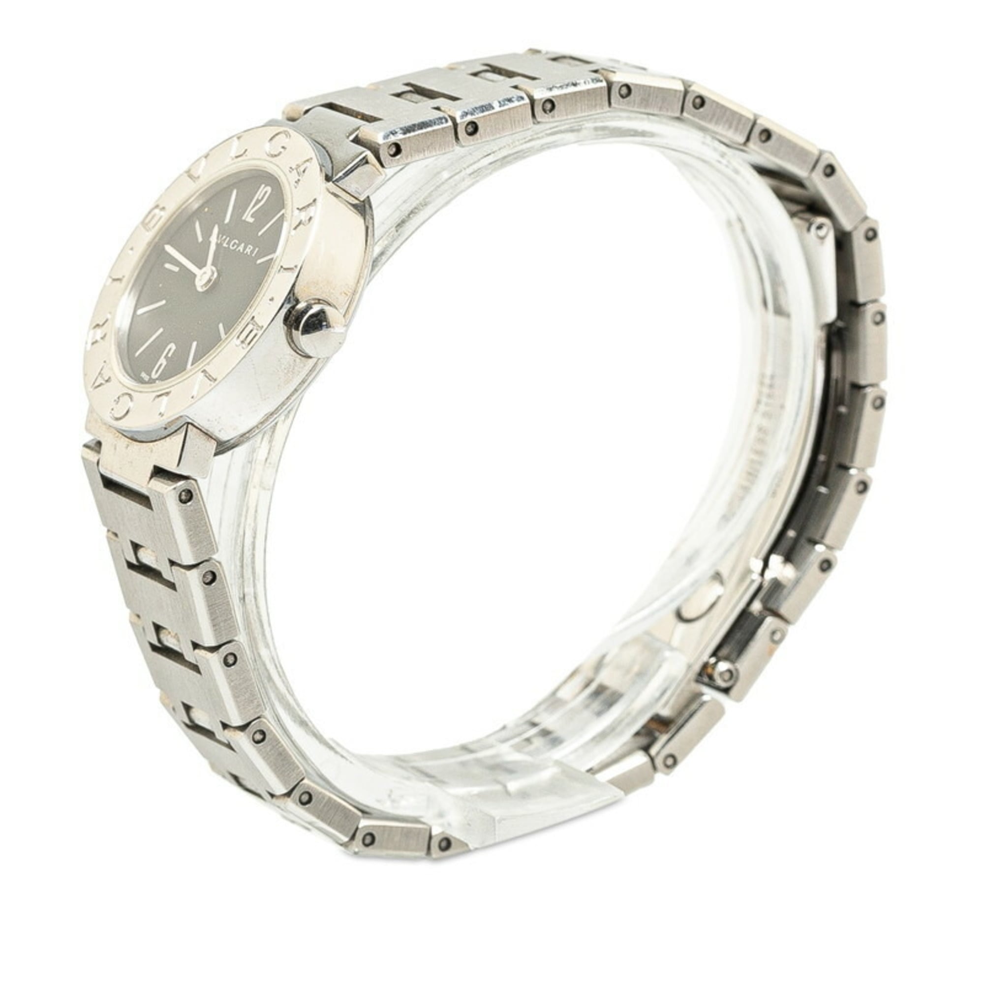 BVLGARI Uhr BB23SS Quarz Schwarz Zifferblatt, Edelstahl, Damenuhr