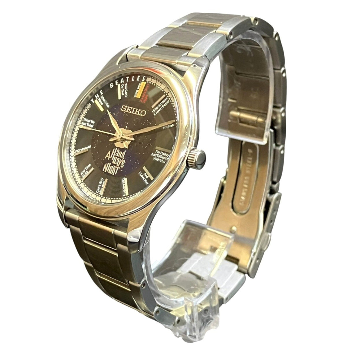 Seiko 7N01-HEZ0 horloge met zwarte wijzerplaat, 35 mm