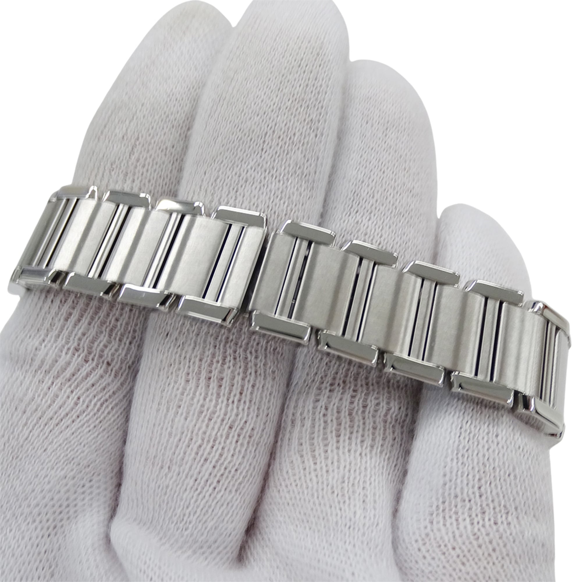 Cartier-Damenuhr, Tank Française SM, Limitierte Auflage 2006, Uhrwerk, Edelstahl (SS), W51031Q3, Silber und Rosa.