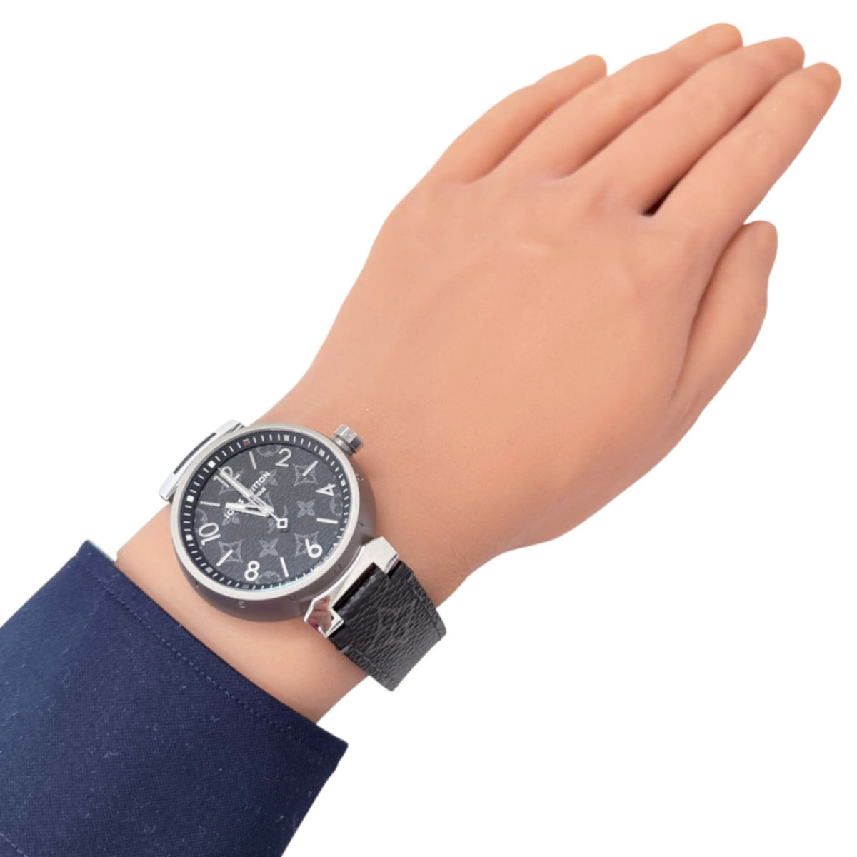 Louis Vuitton Tambour Monogram Eclipse QA140Z, graues Zifferblatt, 41 mm Uhr
