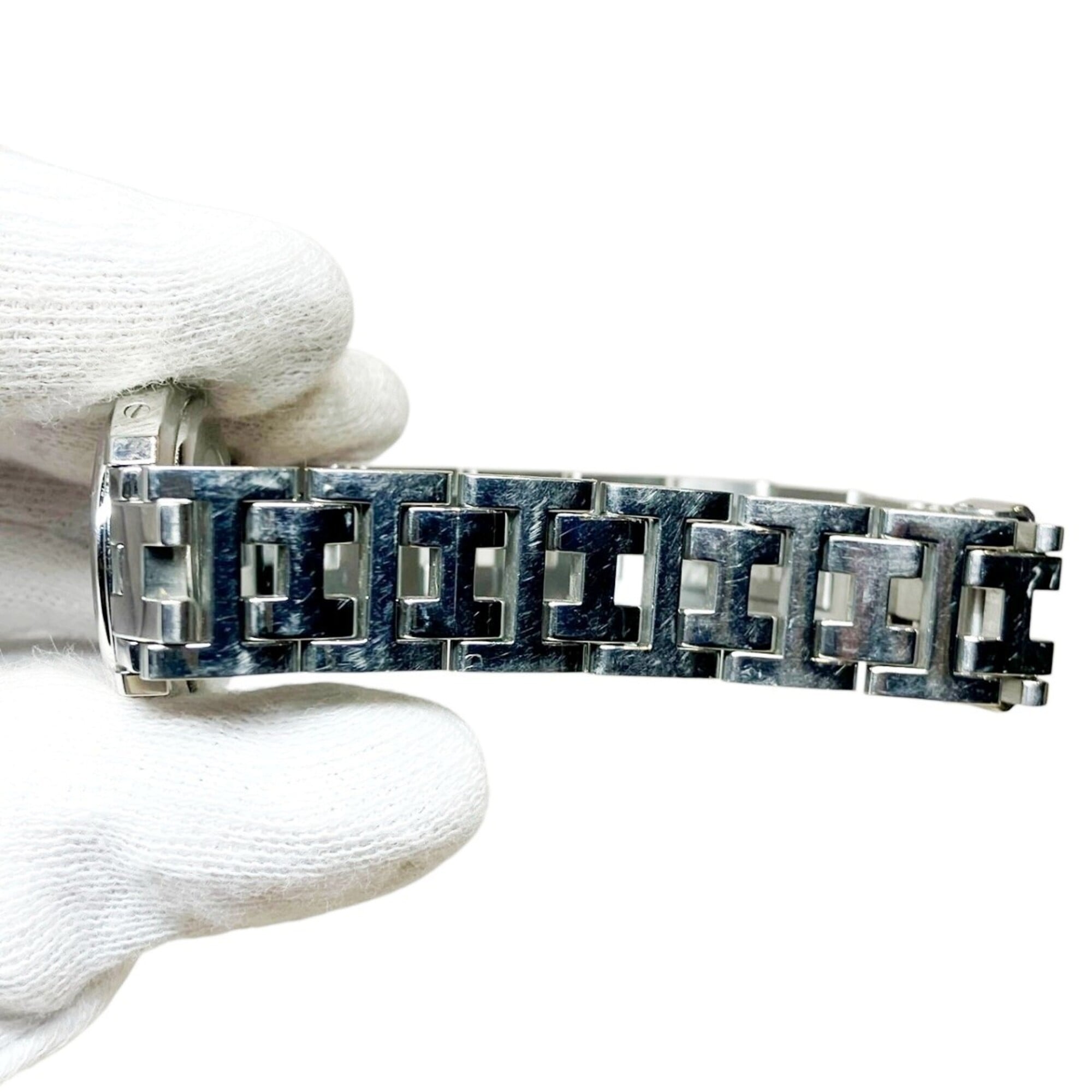 Hermes Clipper Nacre watch, total weight 42.8g, stainless steel, quartz movement, pink mother-of-pearl dial, CL4.230