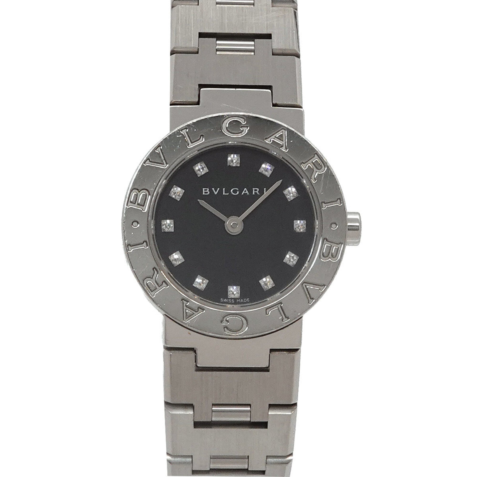 BVLGARI BB23SS Women's Watch 12P Diamond Silver Quartz