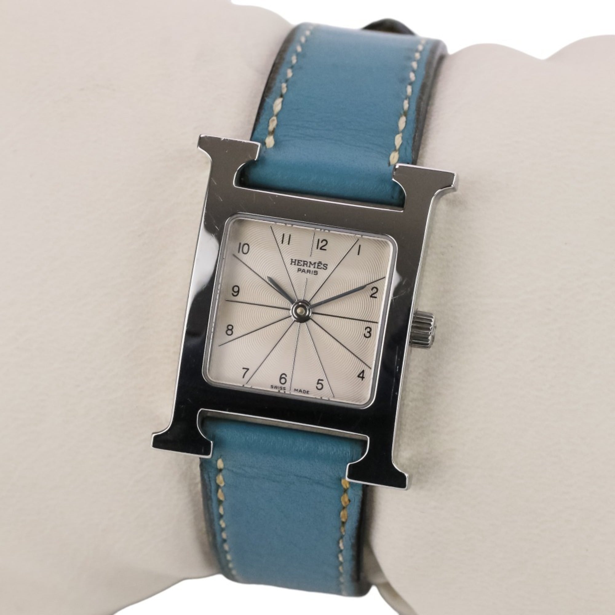 HERMES H-Watch HH1.210 White Dial Blue Silver Color Women's Watch