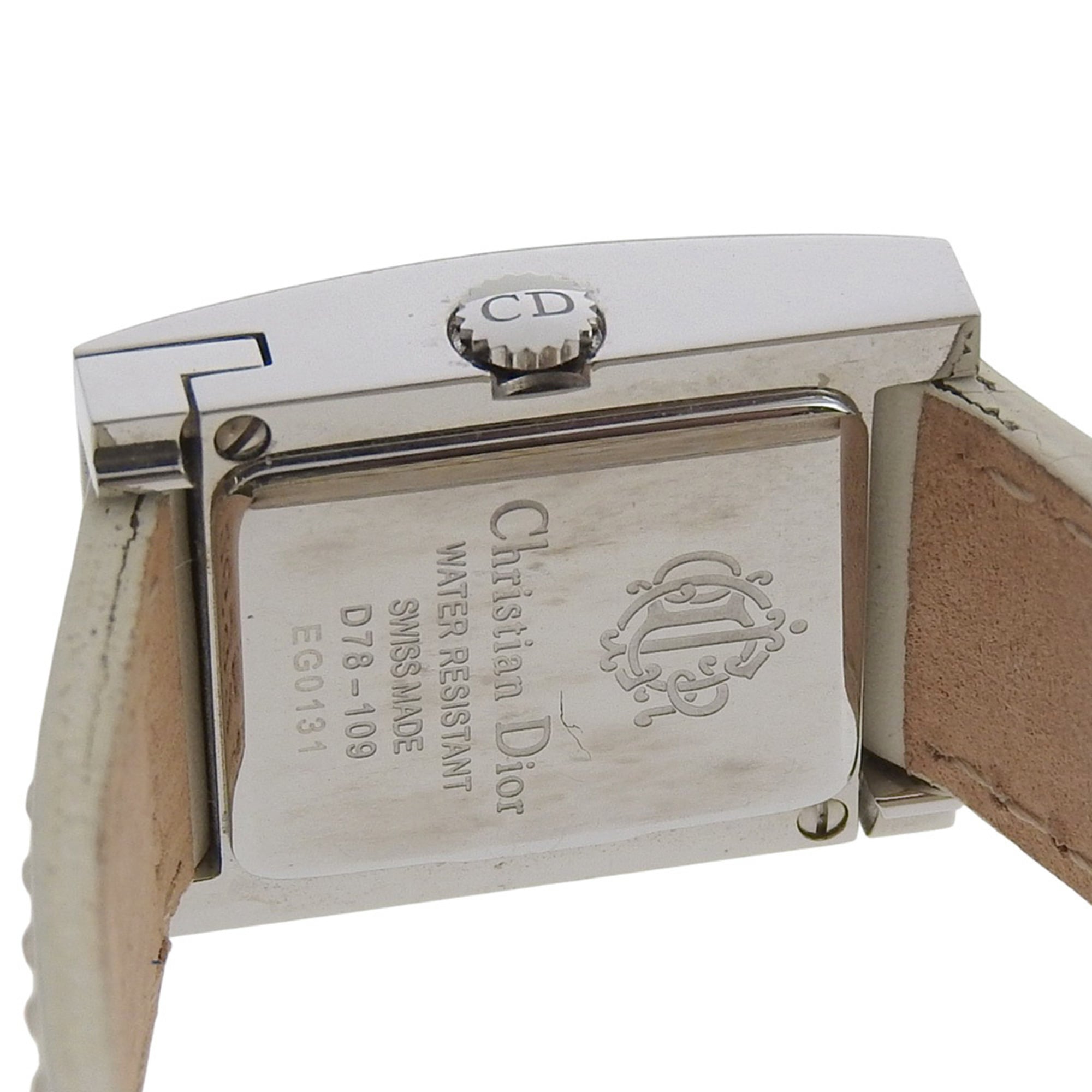 Christian Dior Maris Horloge D78-109 Roestvrij staal x glanzend leer Kwarts Analoog display Zilveren wijzerplaat Dameshorloge