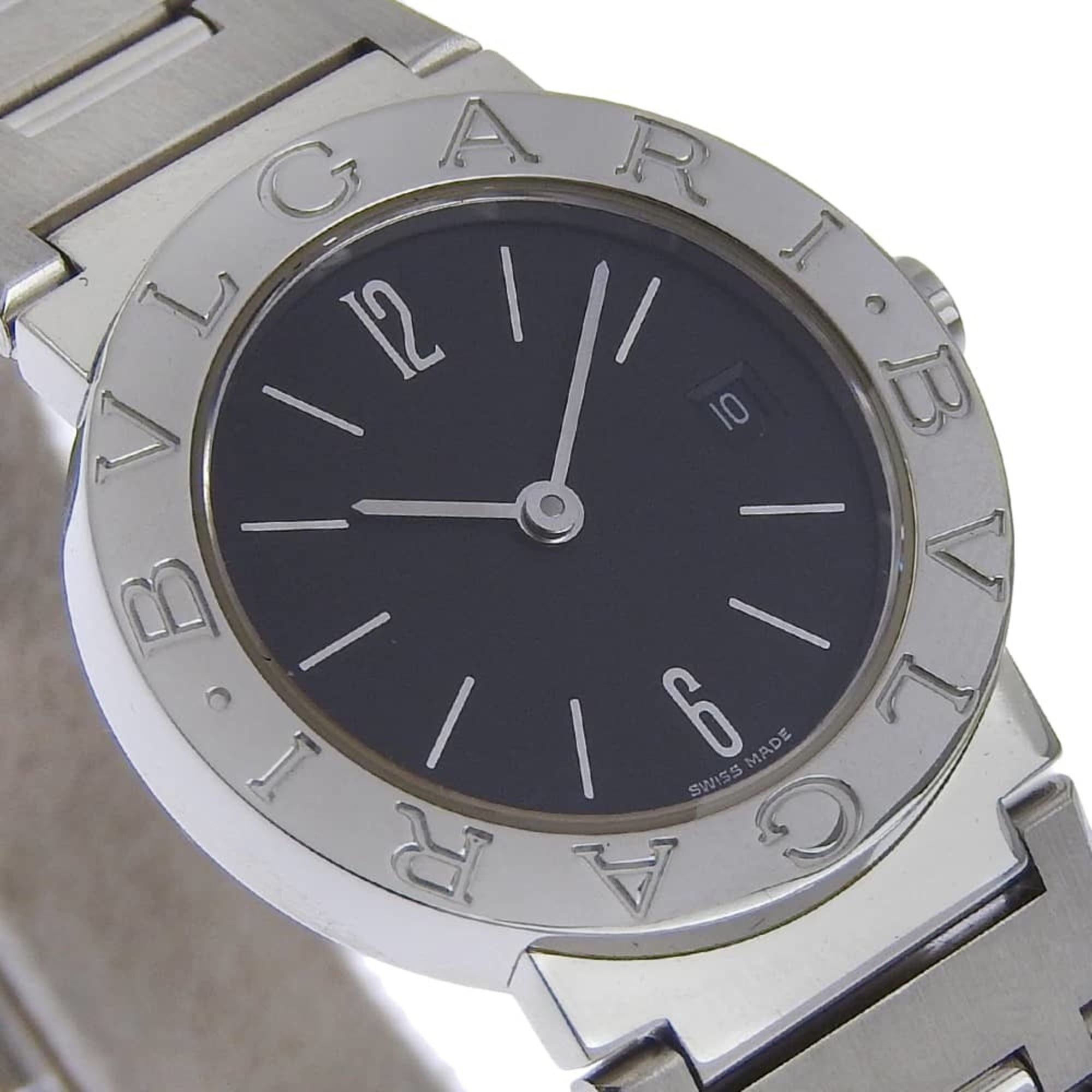 Bvlgari Watch BB26SS Stainless Steel Quartz Analog Display Black Dial
