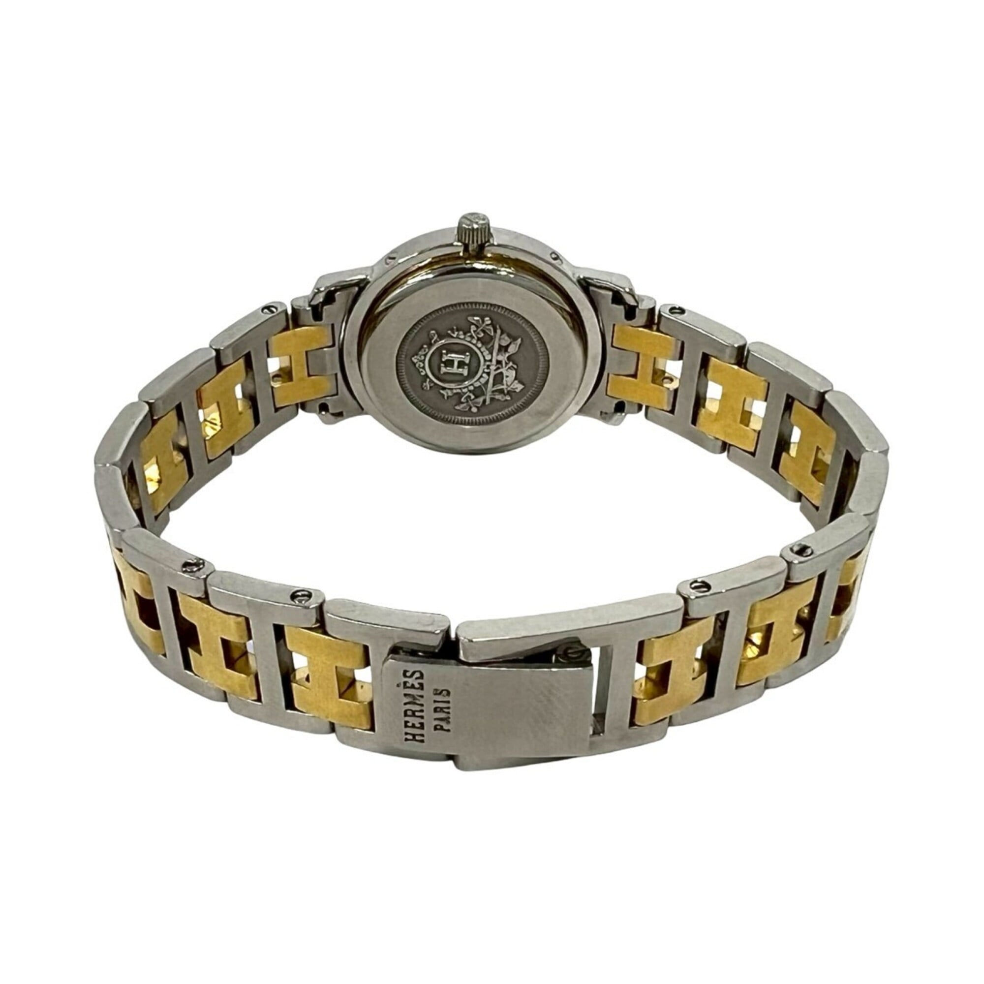 HERMES Clipper Stainless Steel GP Quartz Wrist Silver/Gold 23912