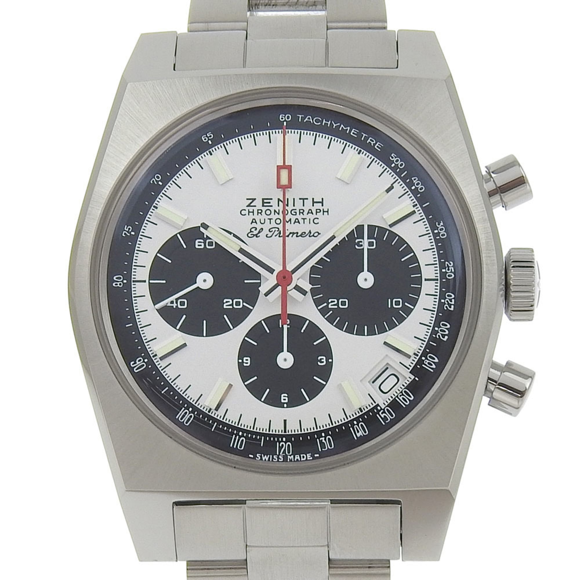 Zenith Chronomaster Revival El Primero Watch 50th Anniversary Limited Edition Model 03.A384.400 Stainless Steel Automatic Chronograph White Dial Men's