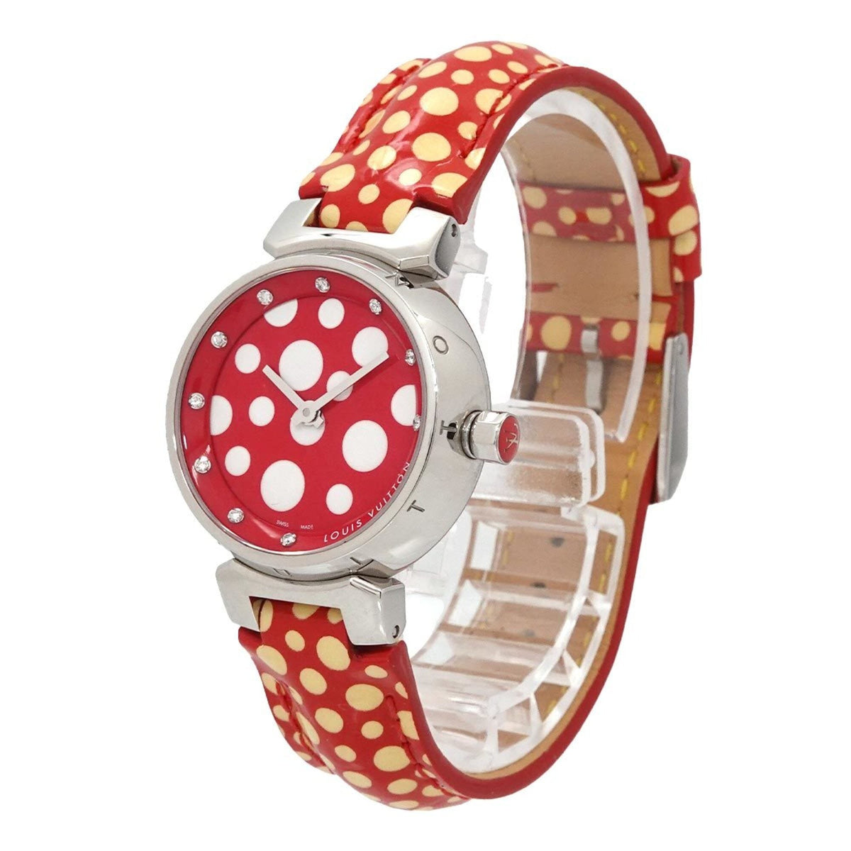 Louis Vuitton Tambour Yayoi Kusama Q12M7 Red color, White Dial 28mm Watch