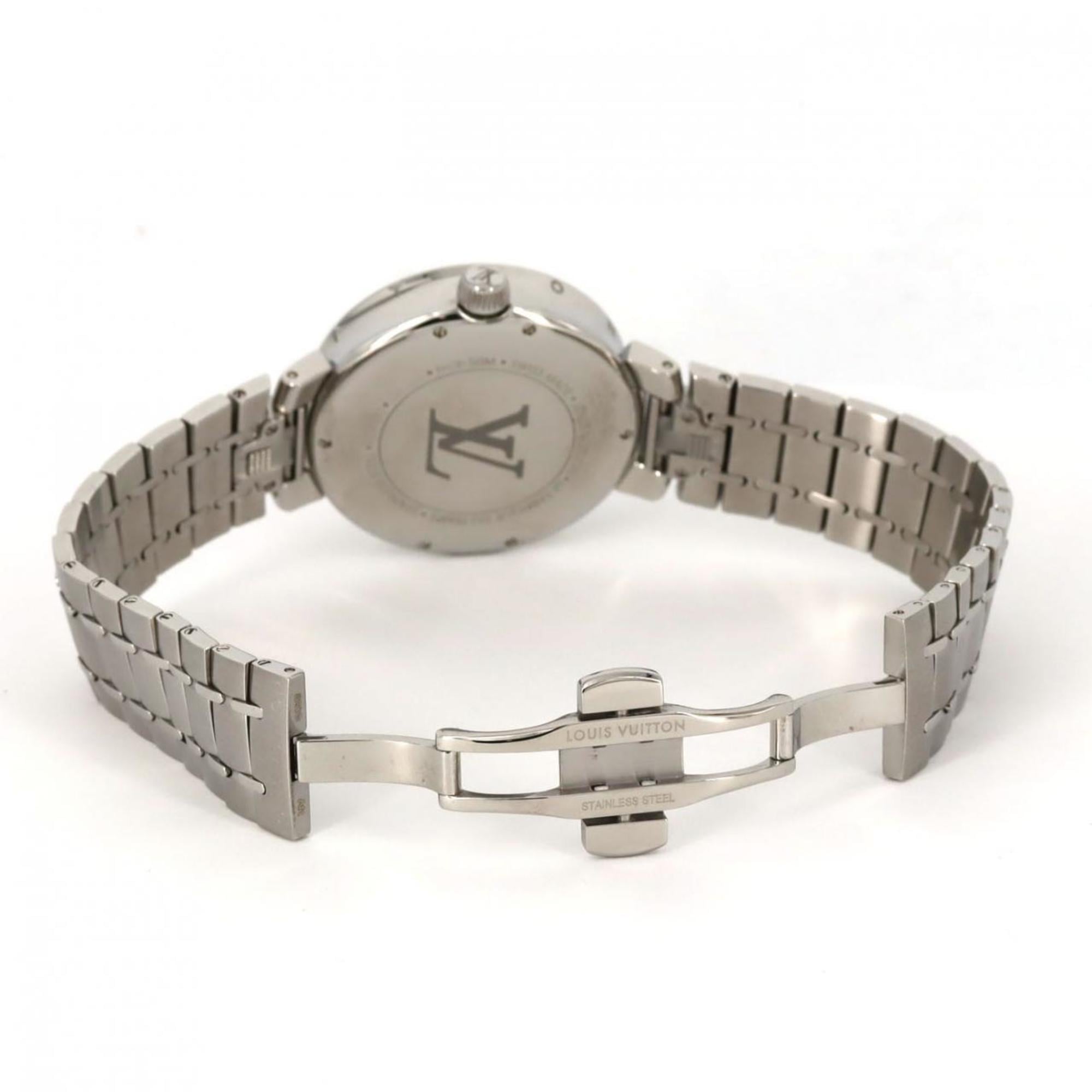 Louis Vuitton Tambour Moon Dual Time QA106 roestvrijstalen quartzhorloge