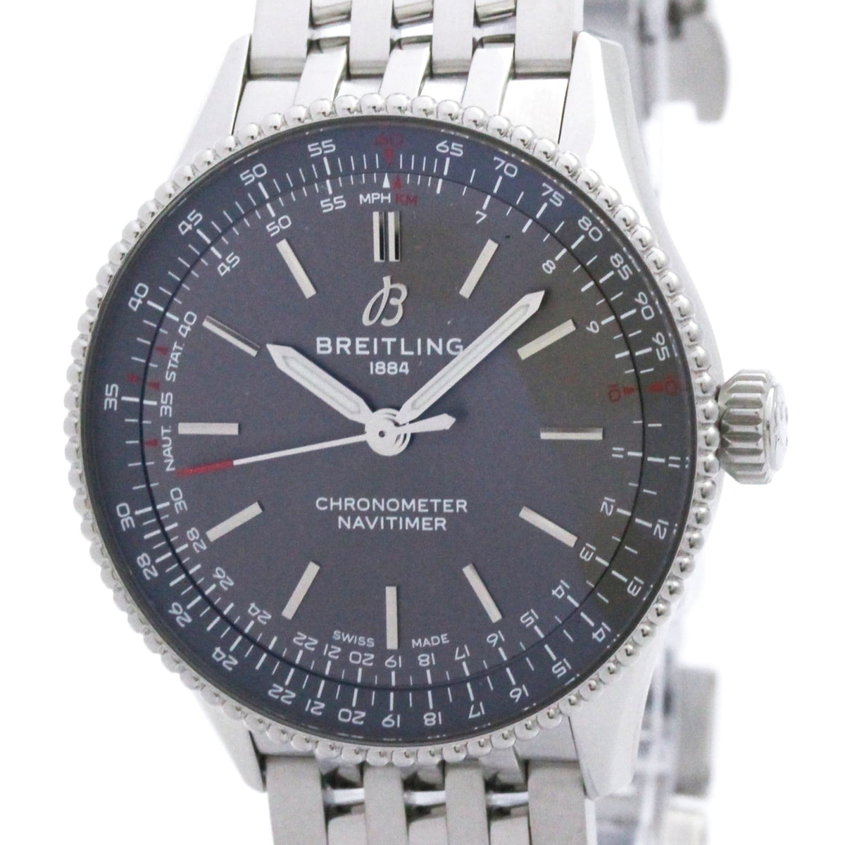 Breitling Navitimer A23322, graues Zifferblatt, 36 mm Uhr