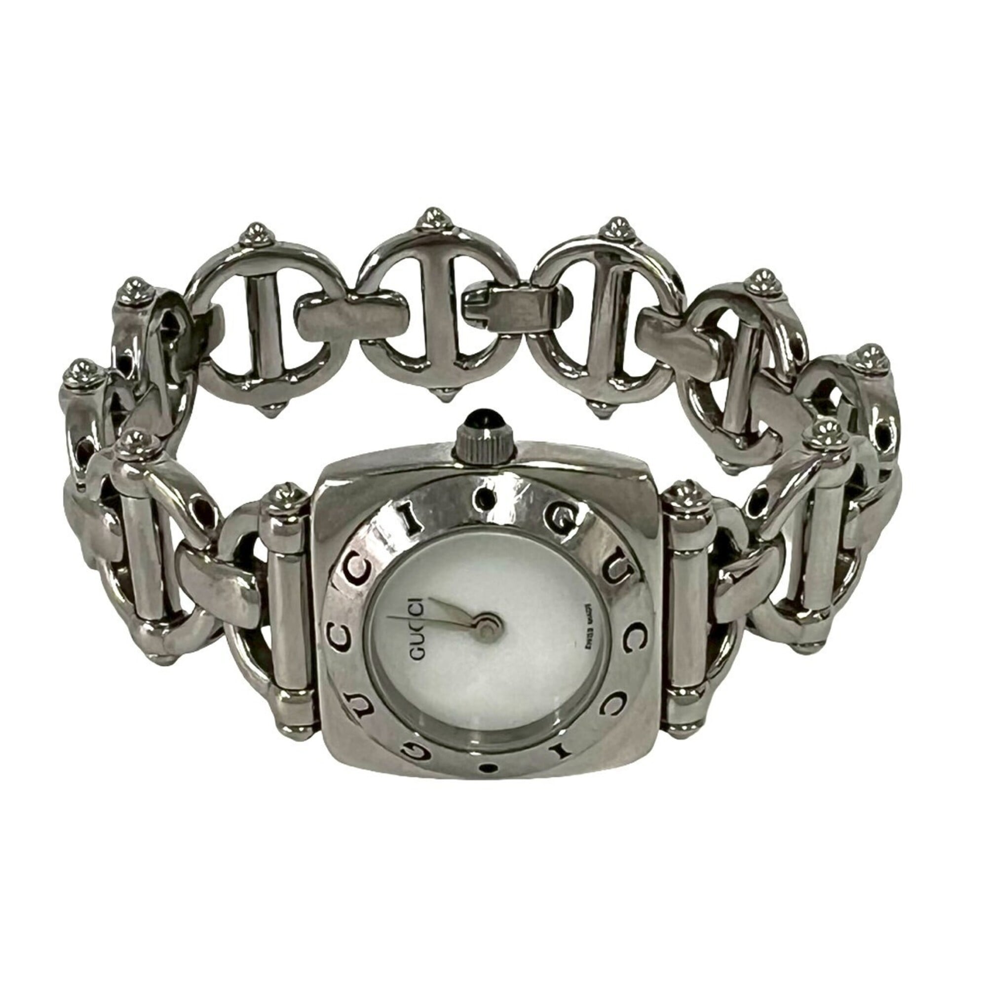 GUCCI Horsebit Chain Stainless Steel Quartz Wrist Silver 37972