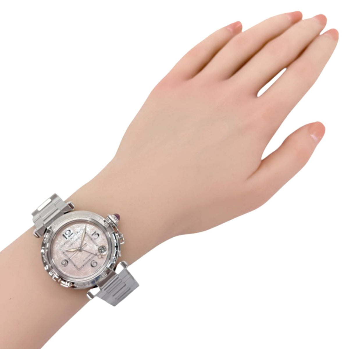Cartier Pasha C Chronograph 2377 Rosa Zifferblatt in Muscheloptik, 35 mm Uhr