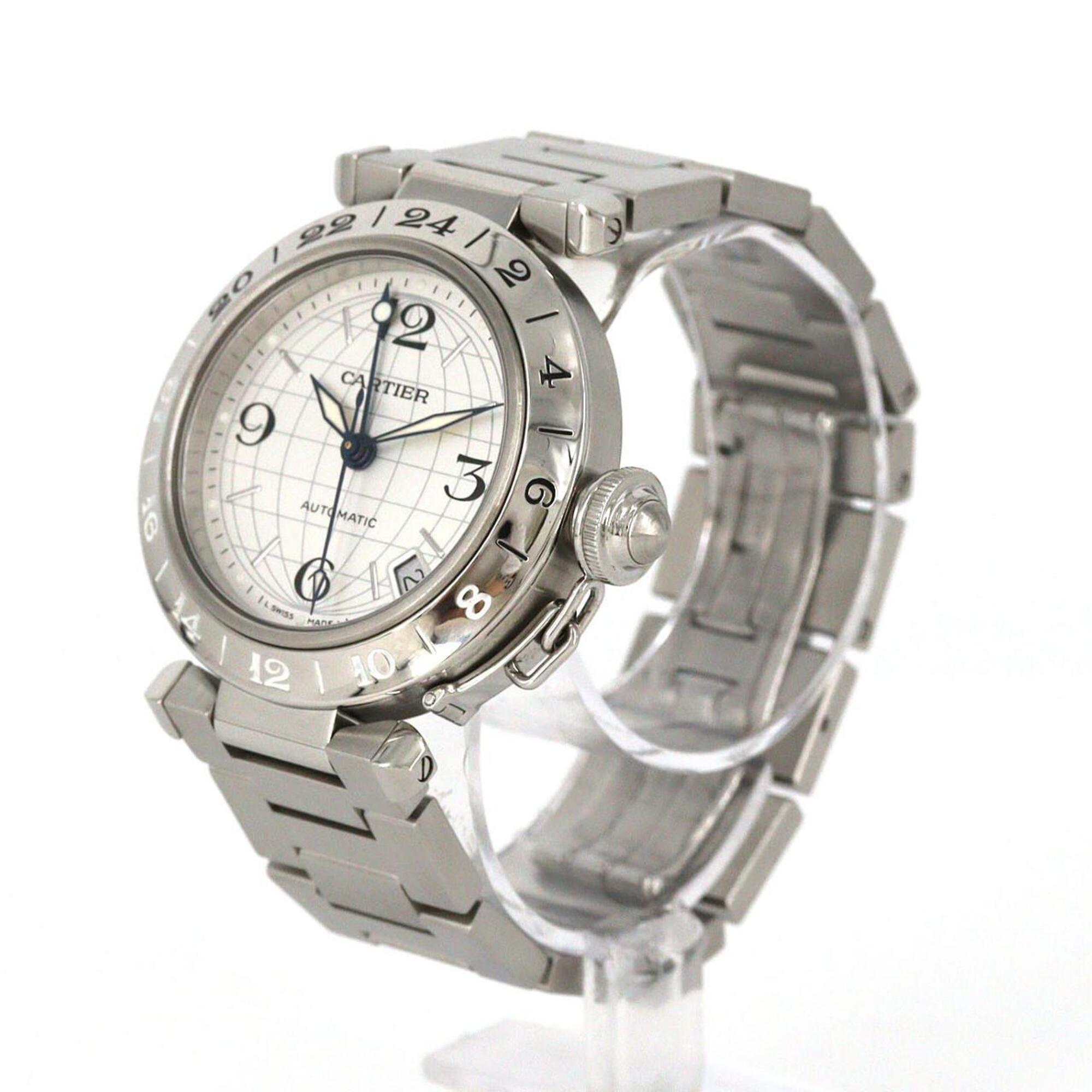 Cartier Pasha C GMT W31078M7 Silver Dial 35mm Watch