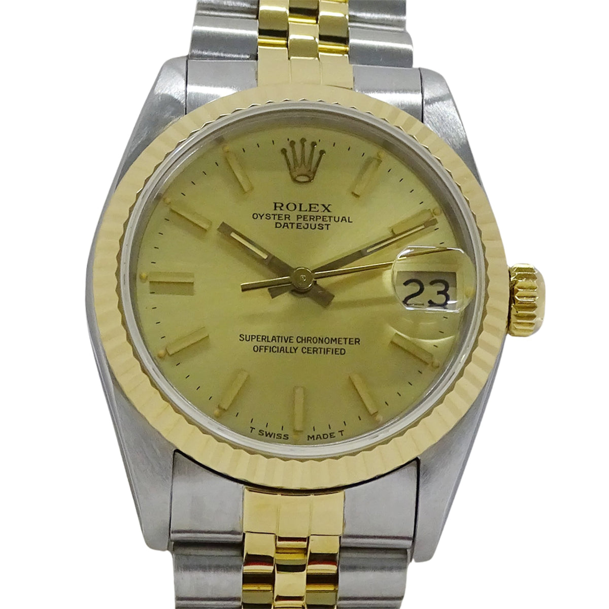 Rolex Datejust 68273 95 Horloge met gouden wijzerplaat, 30 mm