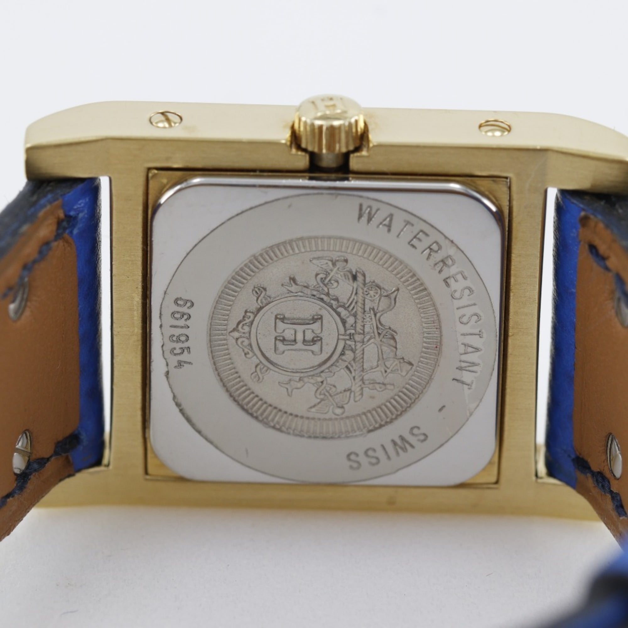 Hermes HERMES Medor-horloge, verguld x leer met reliëf, 1994, kwarts, analoog display, witte wijzerplaat, dames