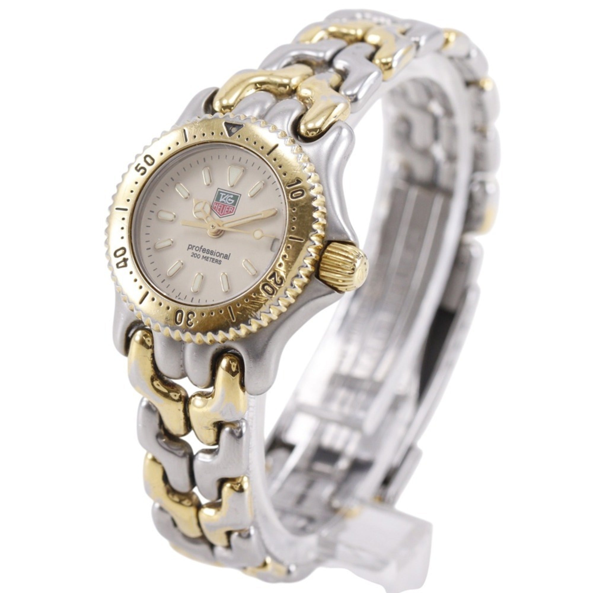 TAG Heuer Cell watch S95.708, stainless steel, silver, quartz, analog, ivory dial, women's.