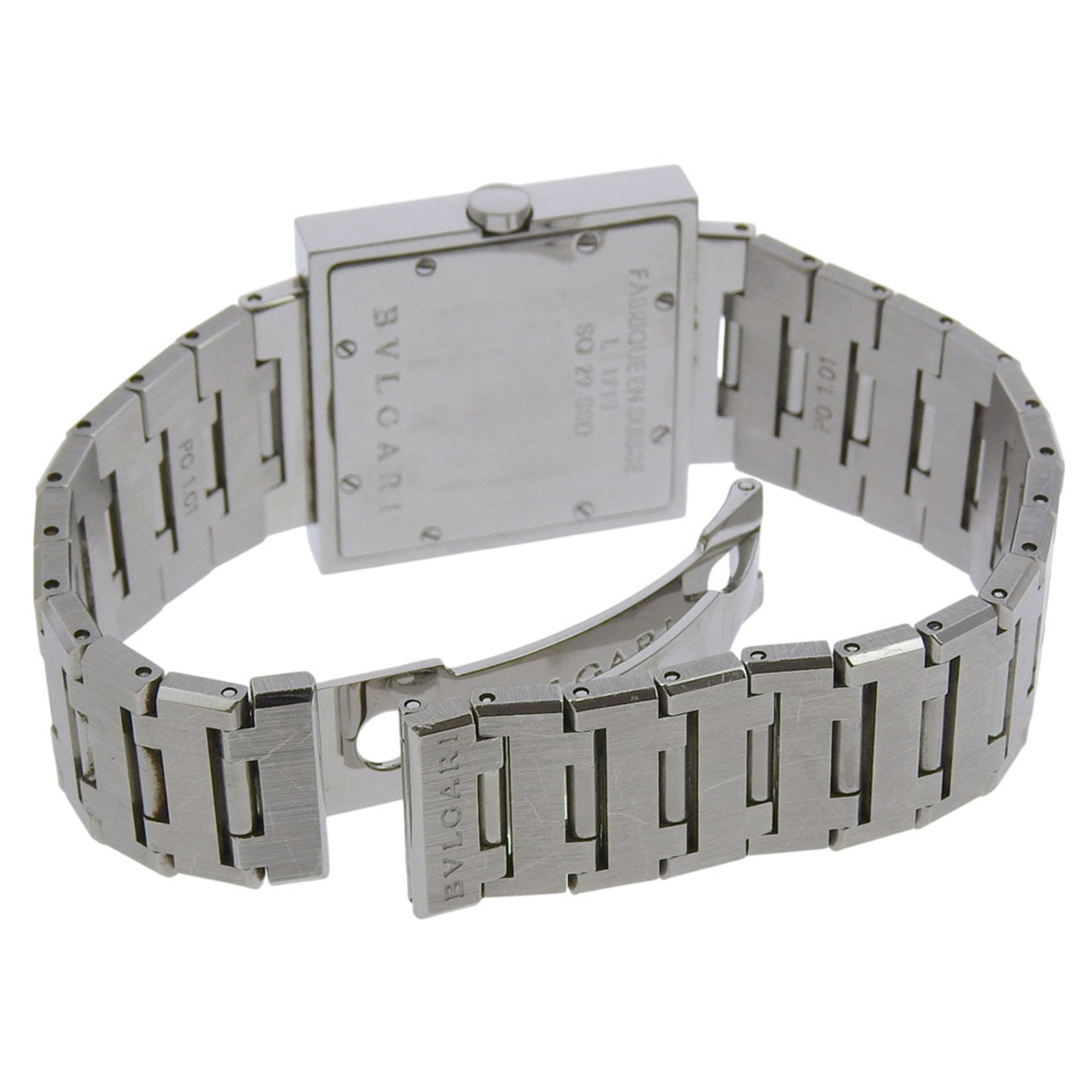 BVLGARI Quadrado-horloge SQ29SSD, roestvrij staal, quartz, analoog display, zwarte wijzerplaat, unisex