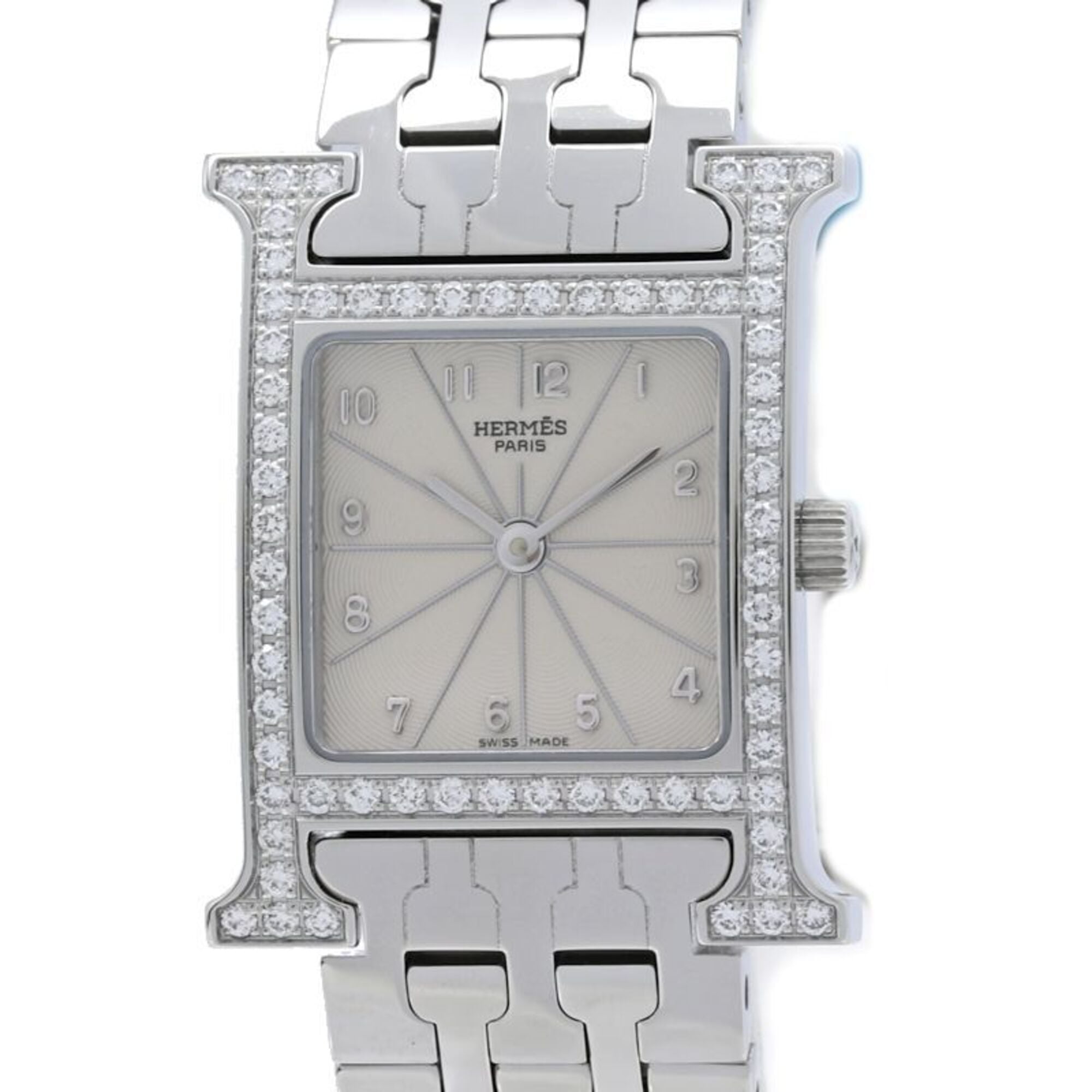 HERMES H- with diamond bezel HH1.230.271 4804 wo stainless steel 40558