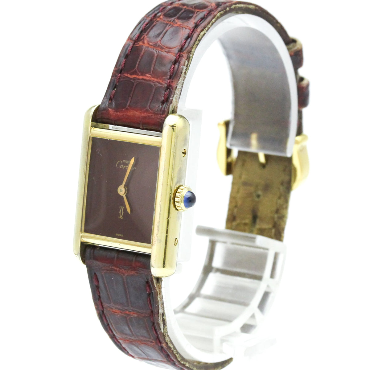Cartier Must Tank Bordeaux Dial 20mm Watch